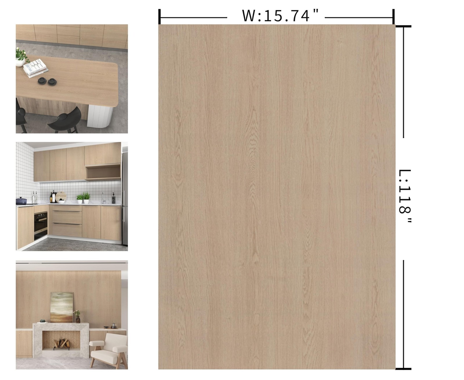 Light Wood Contact Paper Peel and Stick Beige Maple Wallpaper 15.7"x118" Wate…