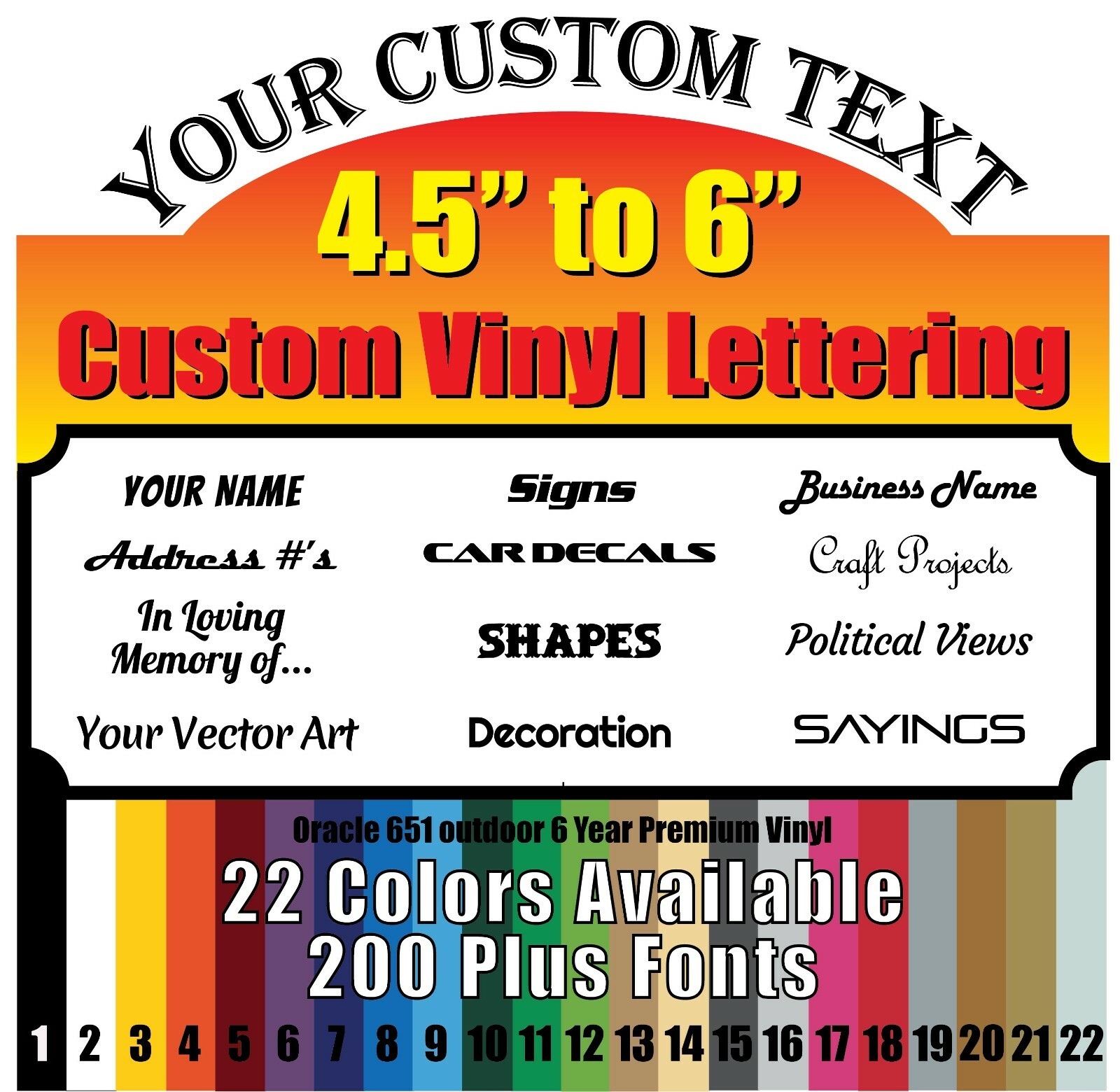 4.5"- 6" Custom Vinyl Text Phrase-Lettering Decal window Car Mailbox Craft