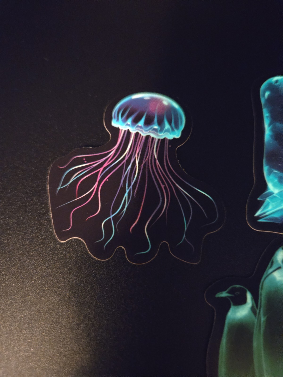 Ocean Themed Glow In The Dark Stickers!! Vinyl Waterproof Seel Penguin Jellyfish