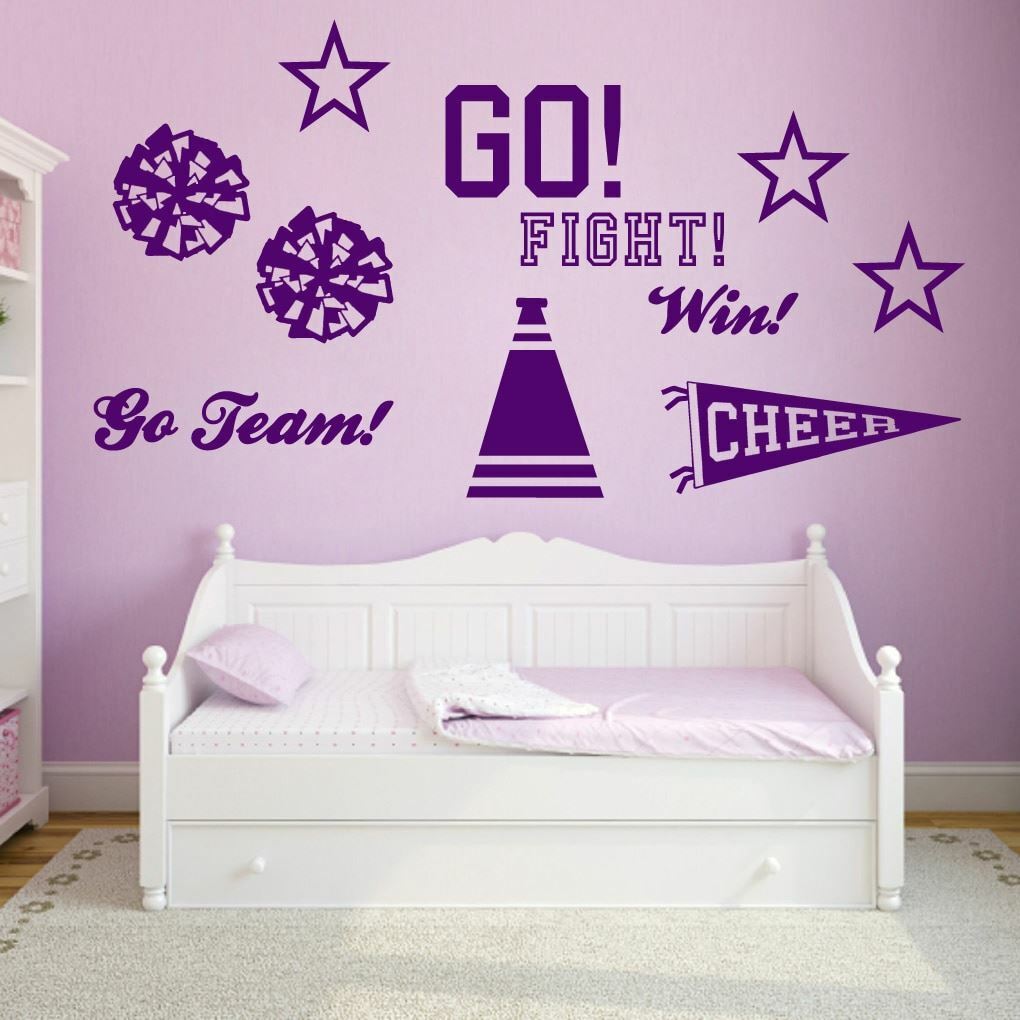 Cheerleading Wall Decal Set – Sports, Athlete, Girls, Teens, Kids, Bedroom, Art