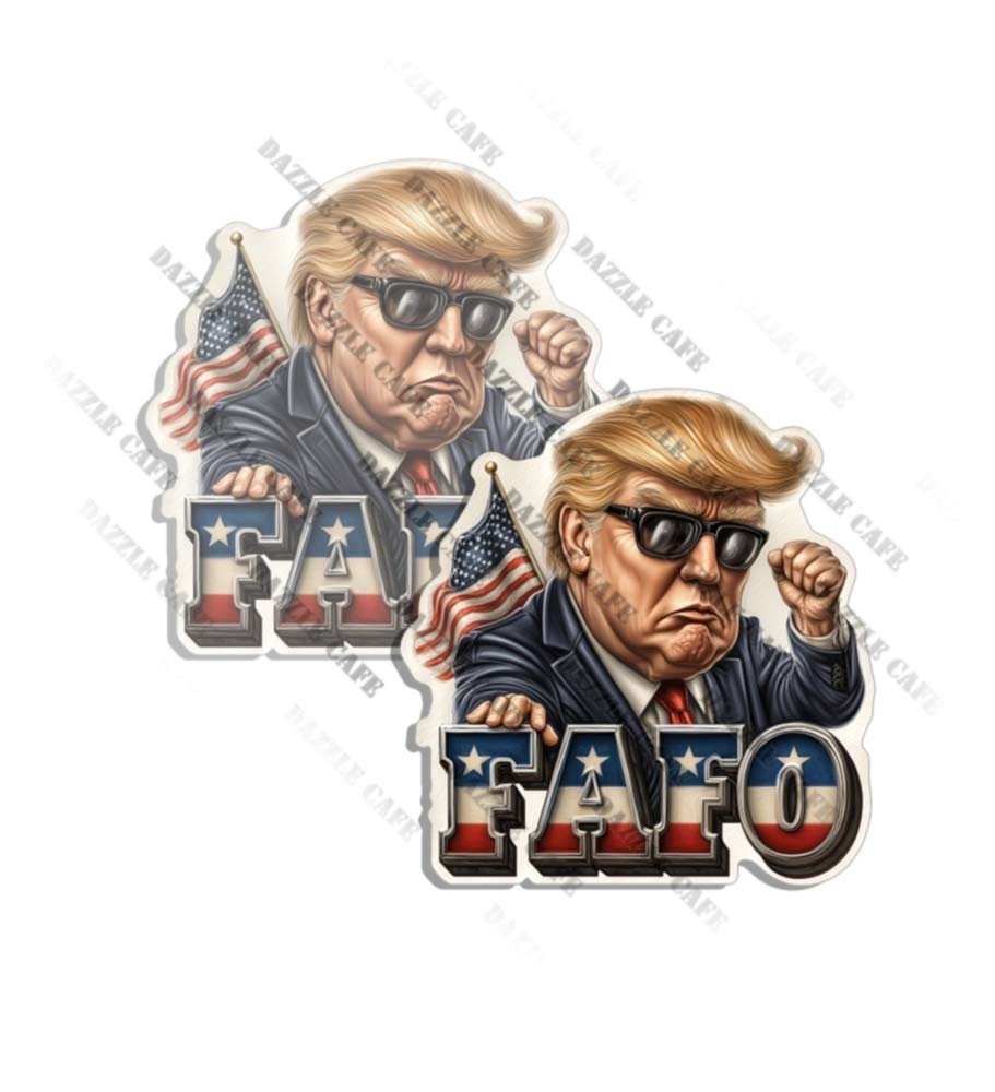 PRO TRUMP FAFO Caricature STICKER DECAL REPUBLICAN 2024 Made in USA 2 PK