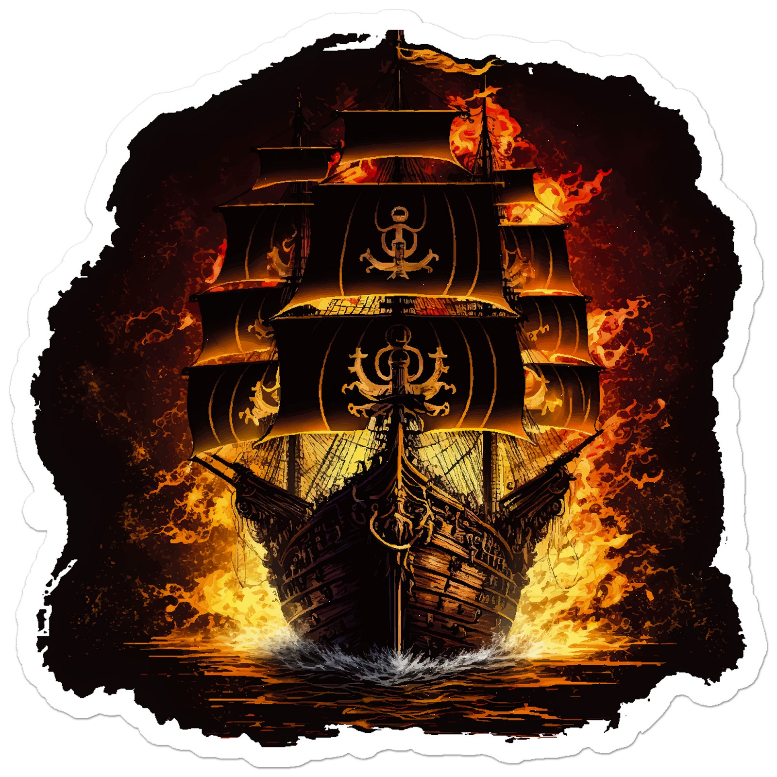 Pirate Ship Fire Flames – Vinyl Decal Sticker – Car Window Laptop – ebn9153