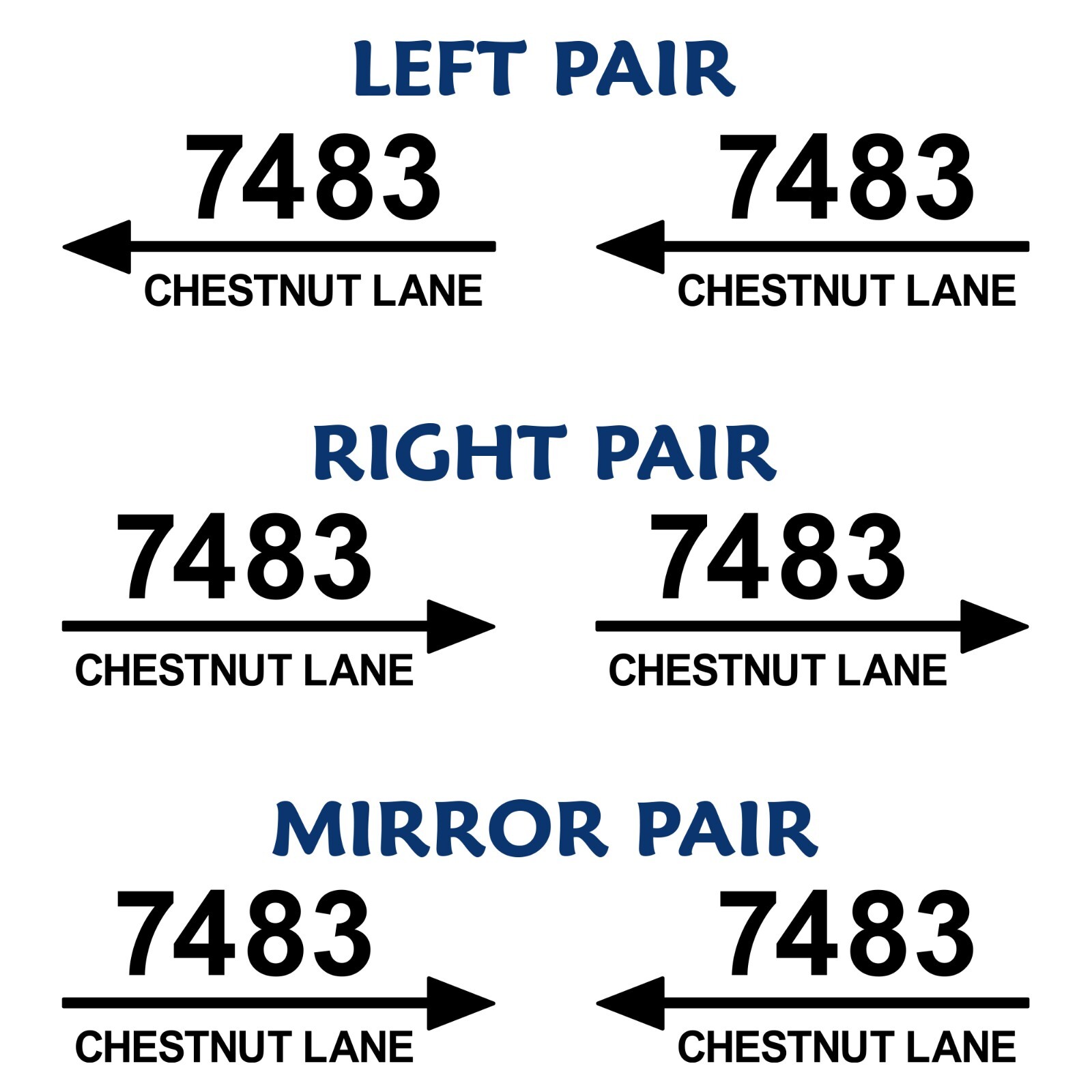 Reflective Mailbox Address Decal, Custom Arrow Street Name 4"h x 10"w – #1338R
