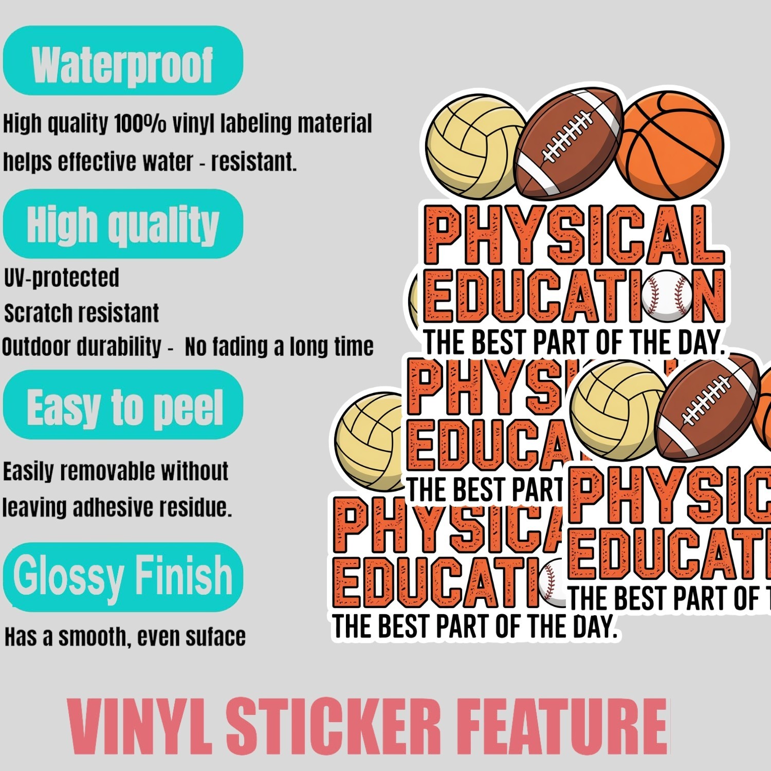 4PCS PE Teacher Stickers The Best Part of the Day Funny Vinyl Decal