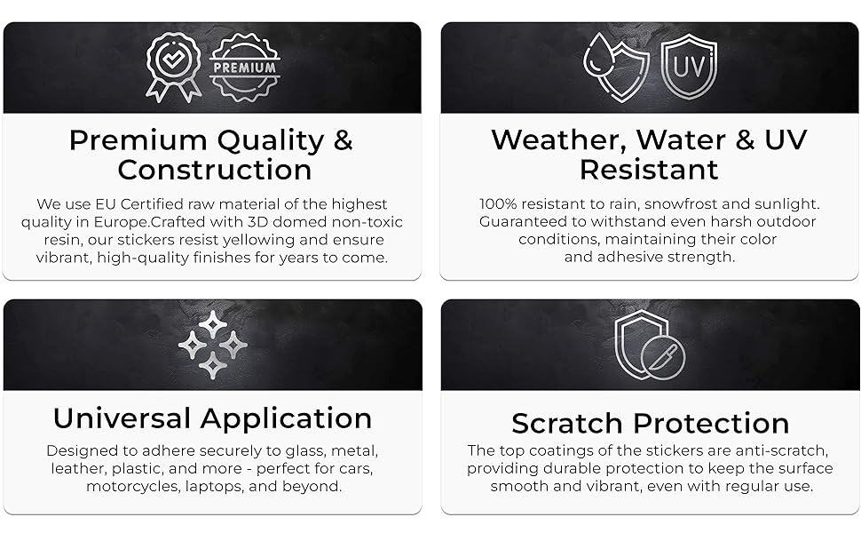 Custom-Made 3D Domed Stickers – UV & Weatherproof Resin Labels – EU Quality