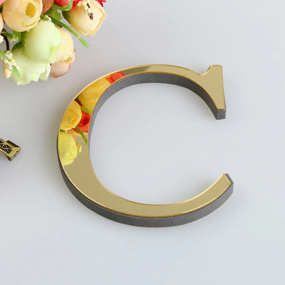 10CM 3D Mirror 26 Letters DIY Acrylic Wall Stickers for Logo Name Alphabet Weddi