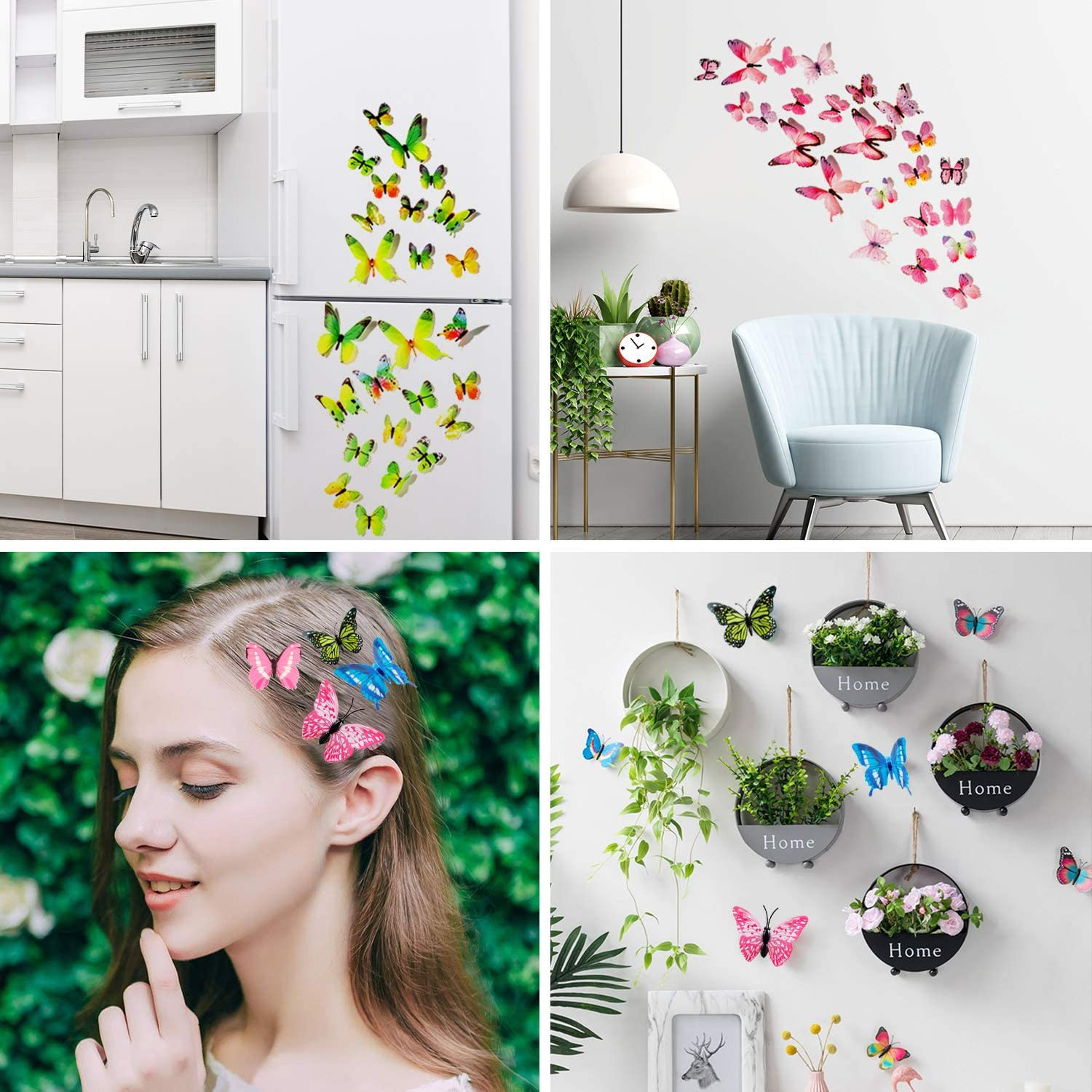 120PCS 3D Colorful Butterfly Wall Stickers, Butterfly Wall Decals, Removable But