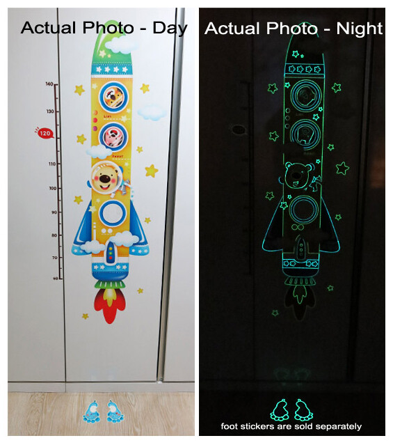 Height Chart Wall Sticker Glow in the Dark NEW Premium Quality Removable Kids