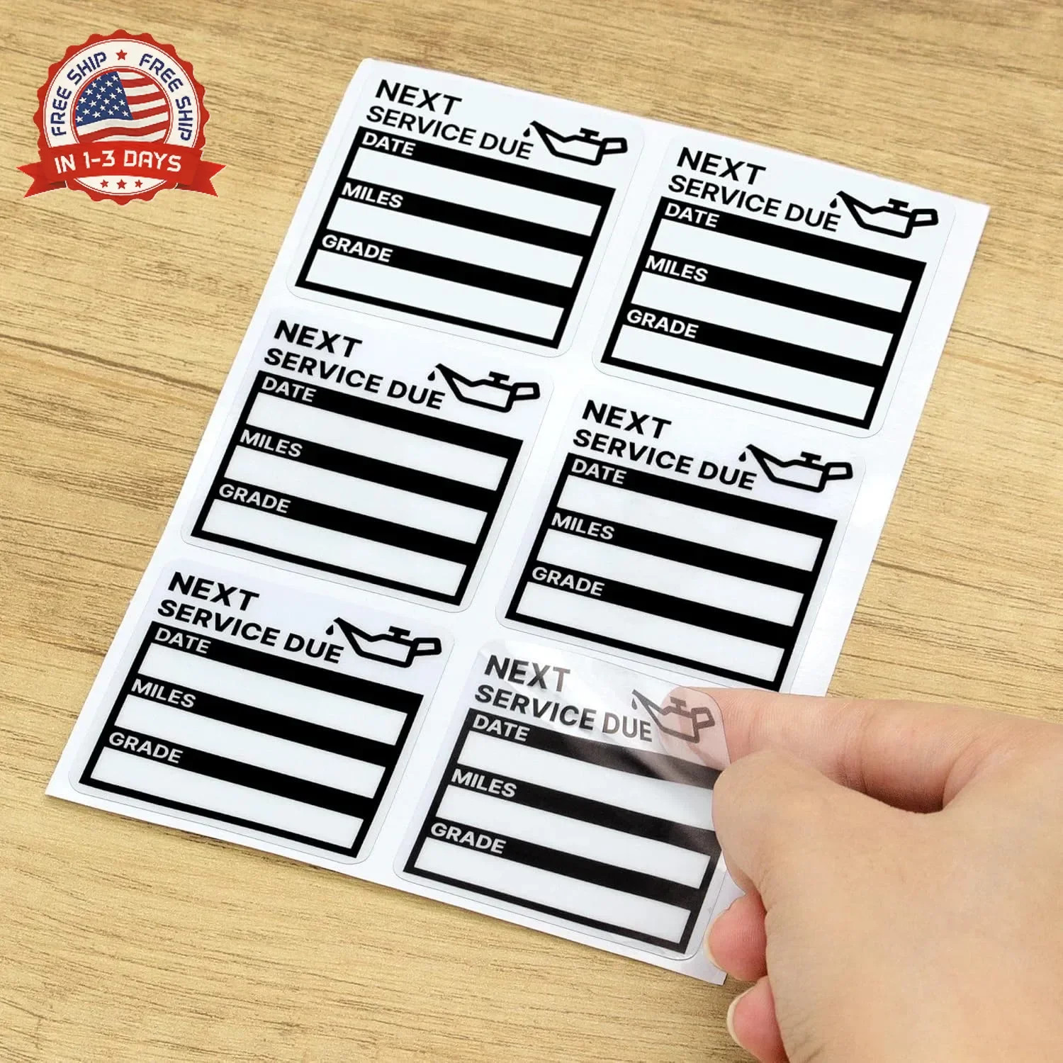 for Oil Change Sticker Static Cling, Clear Stickers 120 Pcs 2"x 2" Next Service
