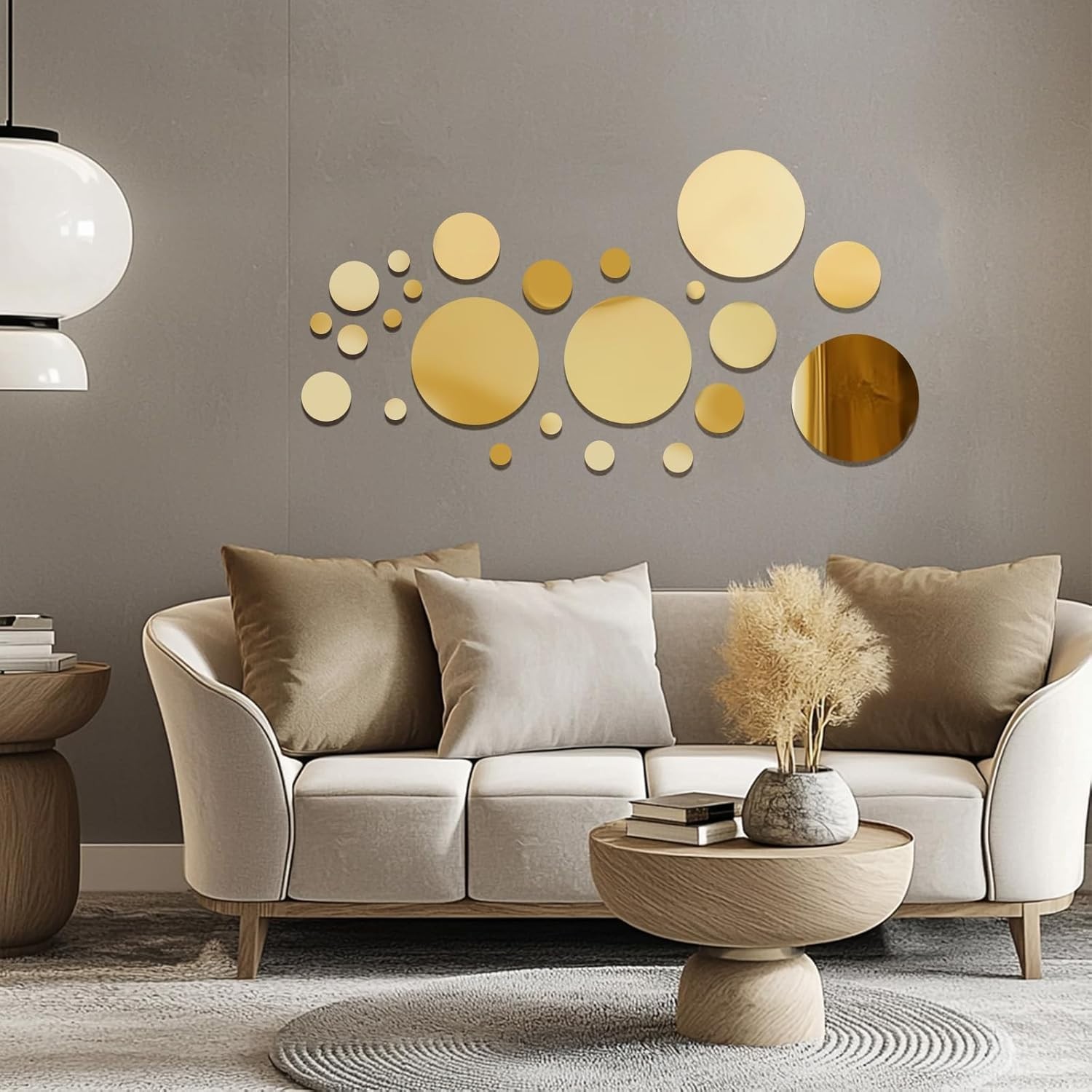 Elegant 32-Piece Mirror Circle Stickers – Acrylic Wall Decor for Family Spaces