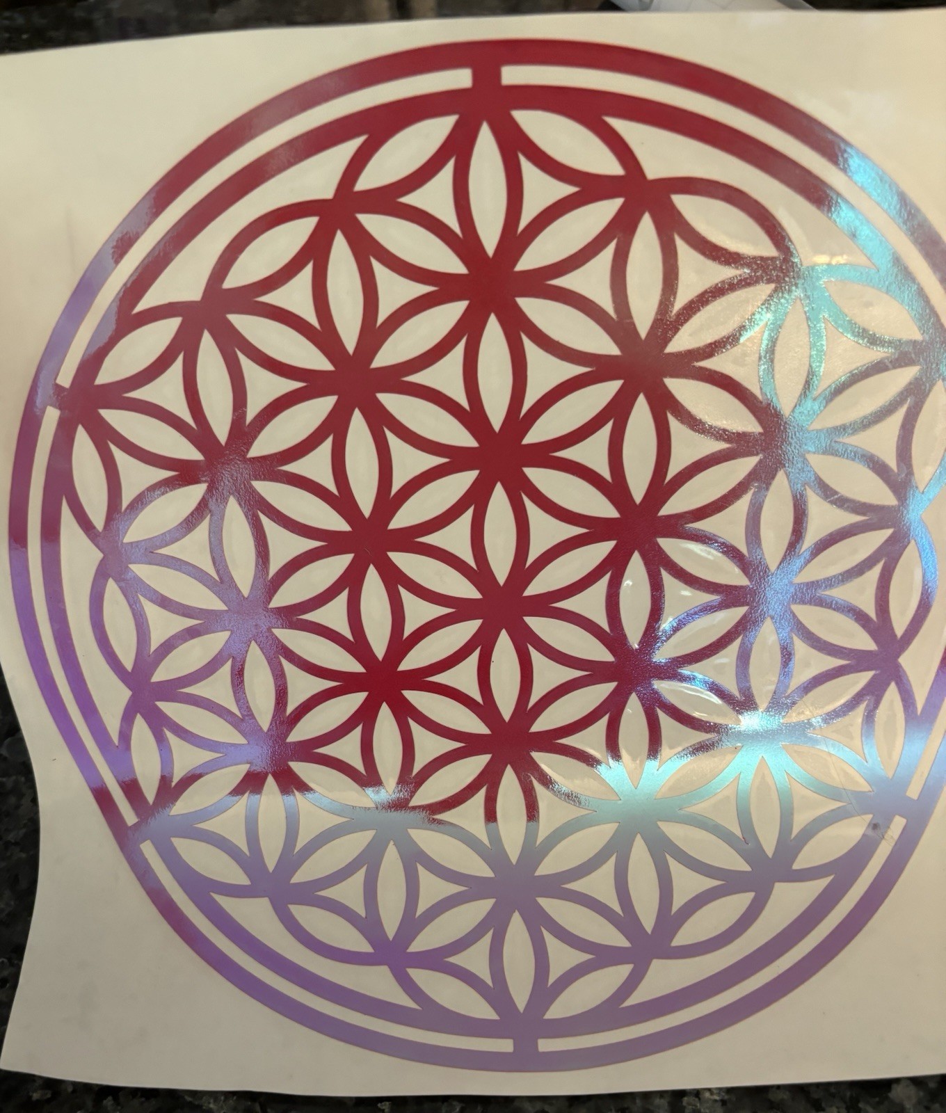 Sacred Geometry Flower of Life Vinyl Decal (11X11) Holographic Car Laptop