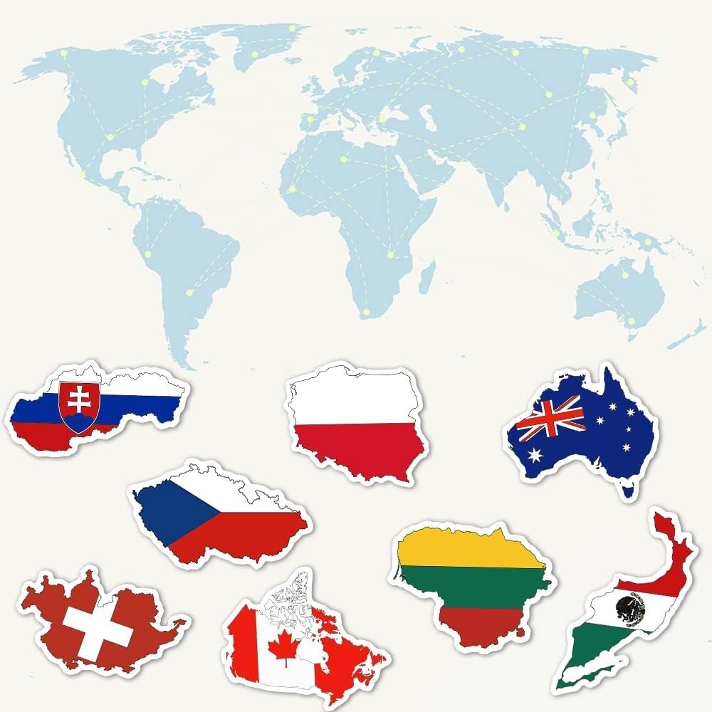 Colorful 50-Piece World Flag Stickers – Perfect for Gifts & Classroom Rewards