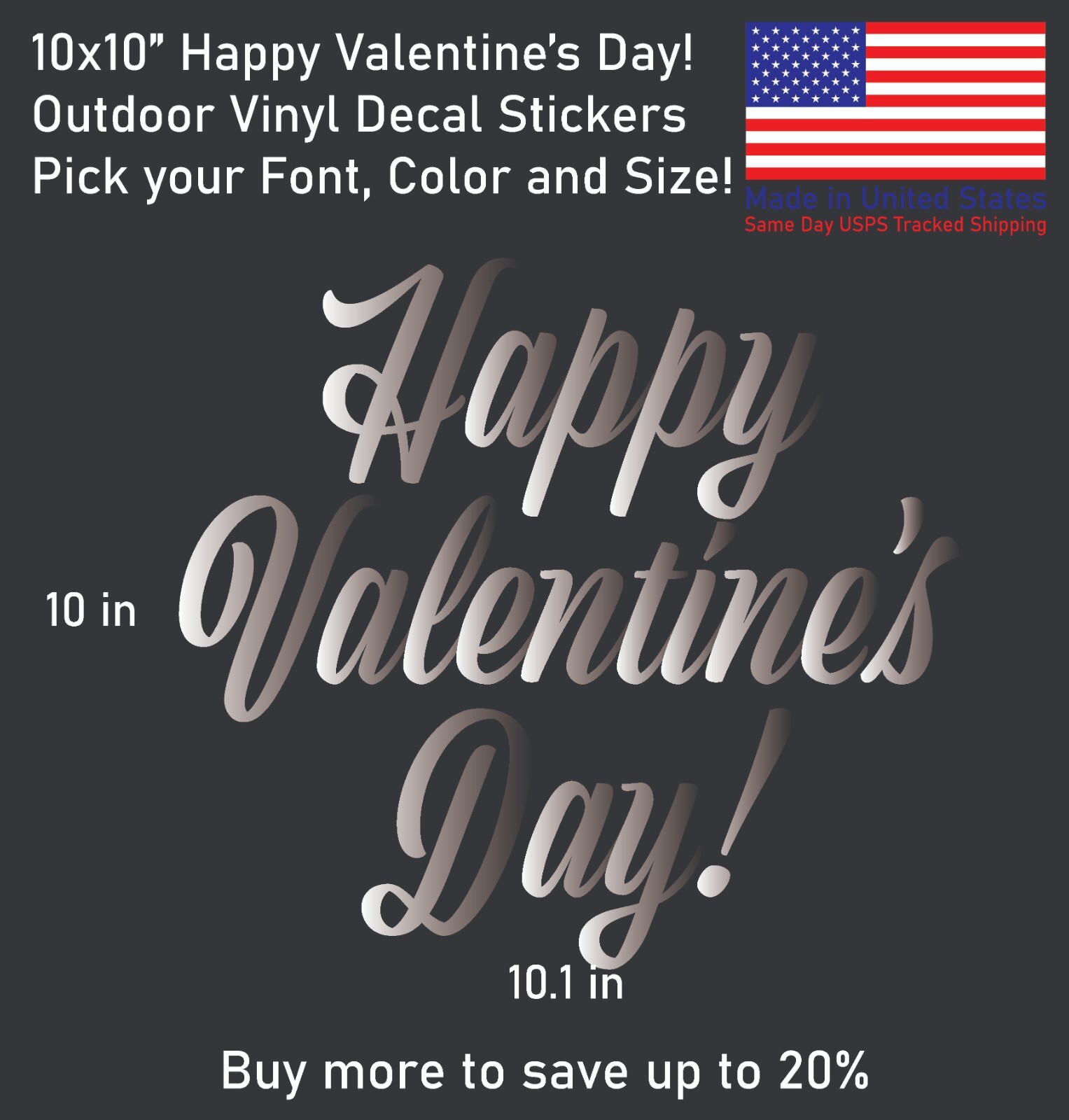 Happy Valentine's Day Font#1 Vinyl Decal Sticker – Made in US – SameDay Shipping