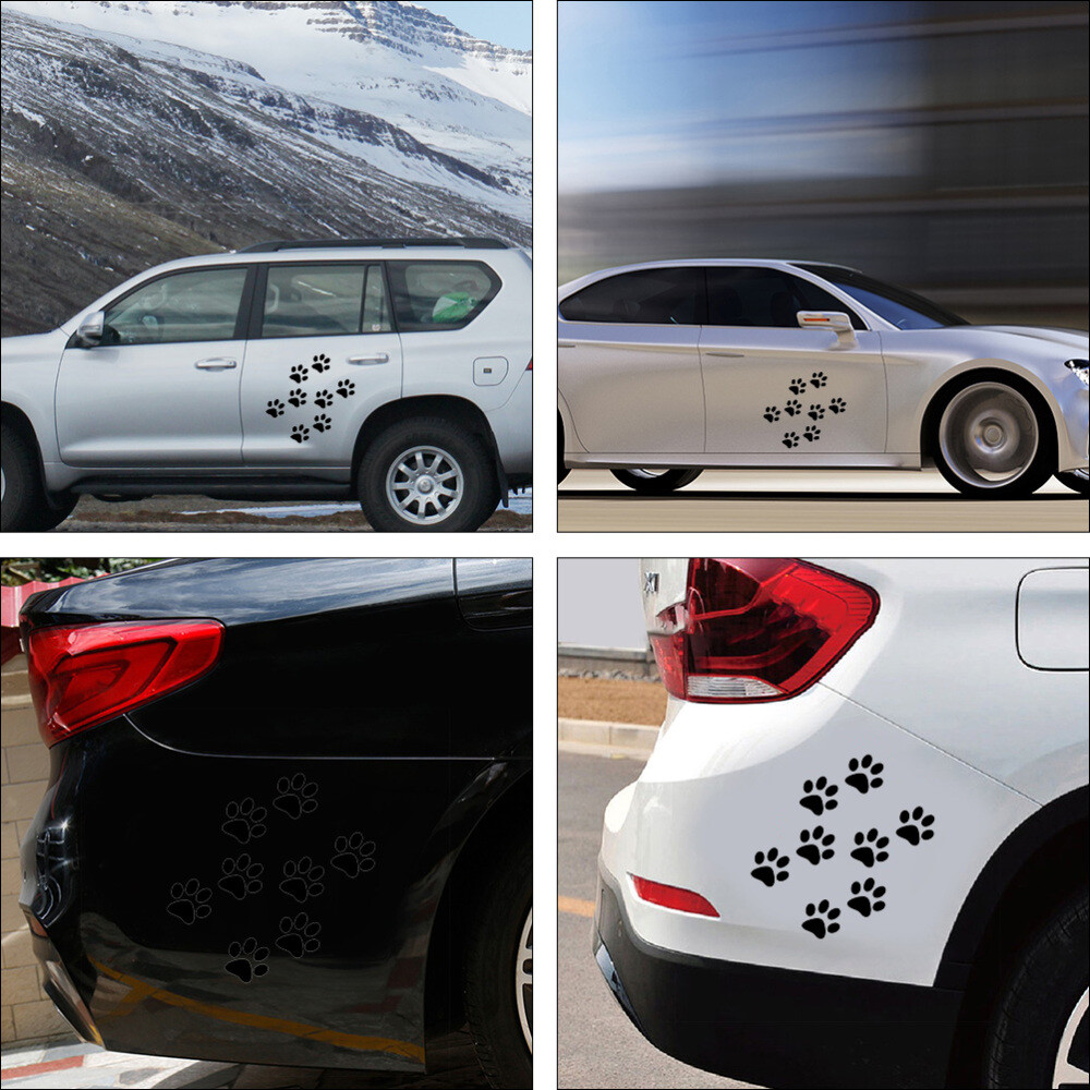 24Pcs Cat Footprint Decal Auto Body Sticker Car Body Sticker Car Window Decal