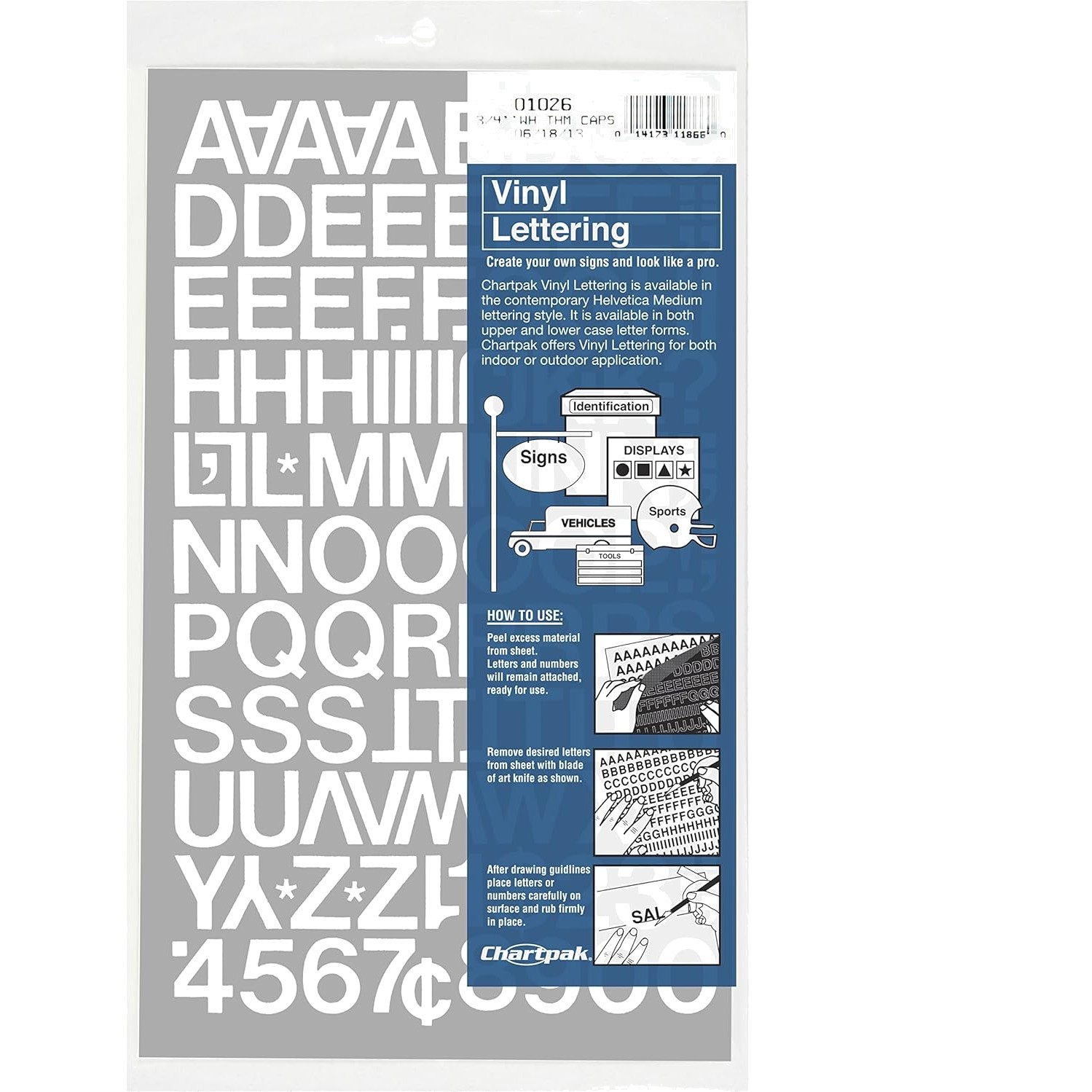 3/4 Inch White Vinyl Letters, Numbers & Symbols Set – Durable & Versatile Pack