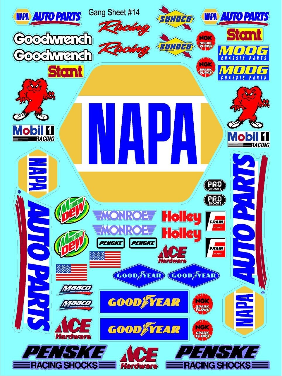 WHITE Vinyl Sticker Sheet 14-R/C MODEL Decal fits 1/10-1/16 Scale napasunocoflag