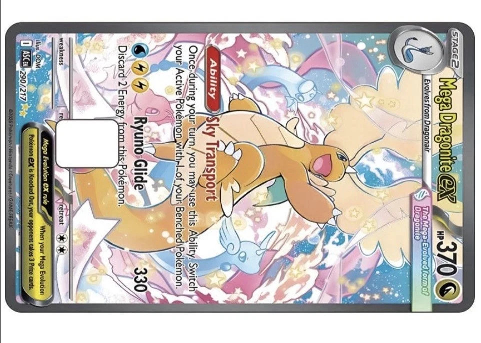 3-Pack Pokémon Mega Dragonite ex Debit Credit Card Skin Sticker Decal