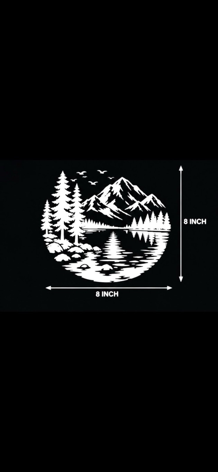 Mountain Lake Vinyl Decal 8×8 Truck SUV Window Sticker Outdoor Nature