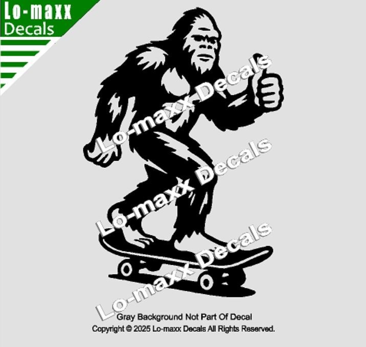 Sasquatch Yeti Skateboard Car Truck Funny Bigfoot Vinyl Sticker Die Cut Decal