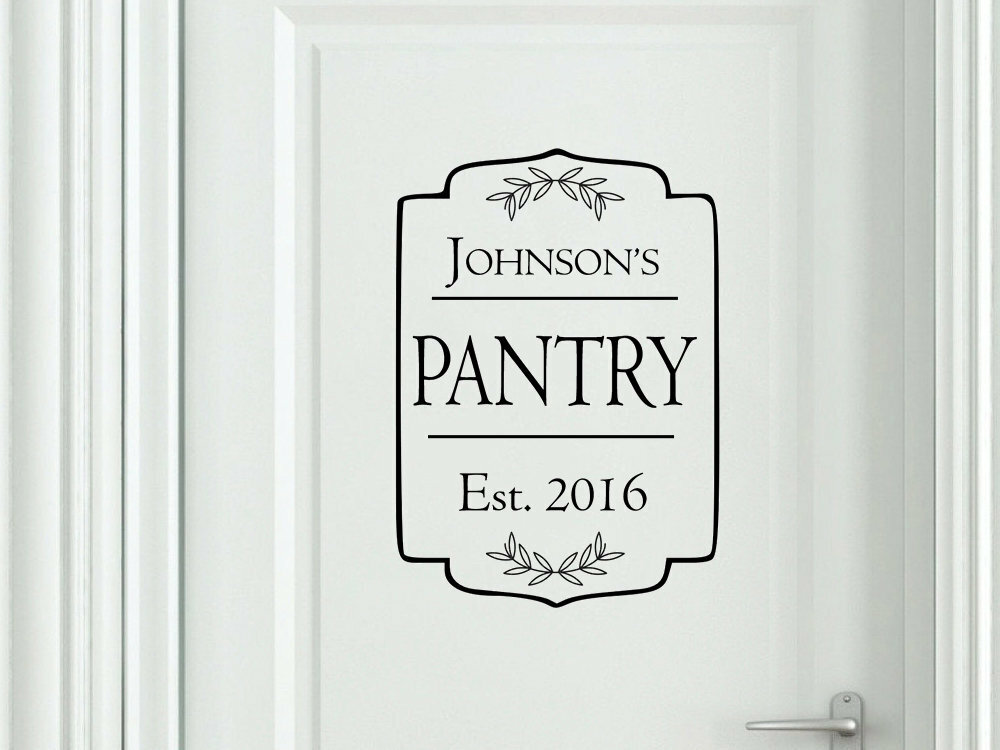 PERSONALIZED FAMILY PANTRY Door Kitchen Vinyl Wall Decal Decor Farmhouse Rustic