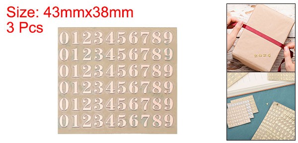 3 Sheets 4.5mm/0.18inch Mini Number Stickers, Number 0-9 Sticker, Rose Gold