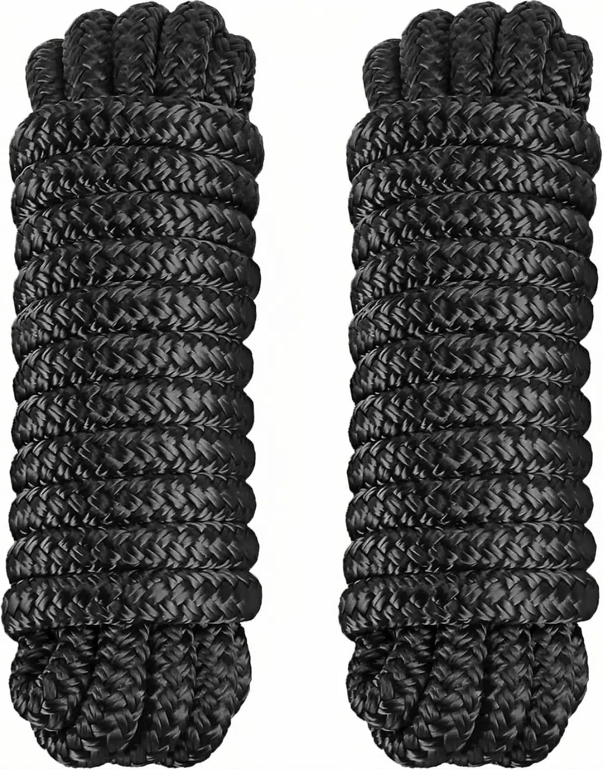 2 Pack 3/8" x 15' Dock Lines – Marine Grade Nylon Boat Rope with 12" Loop for…