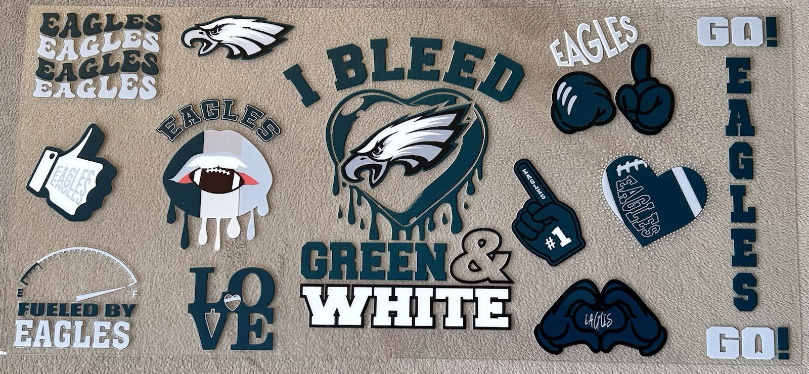 Philadelphia Eagles Football DIY Transfer Sticker Cup Wrap DIY Glasses Bottles