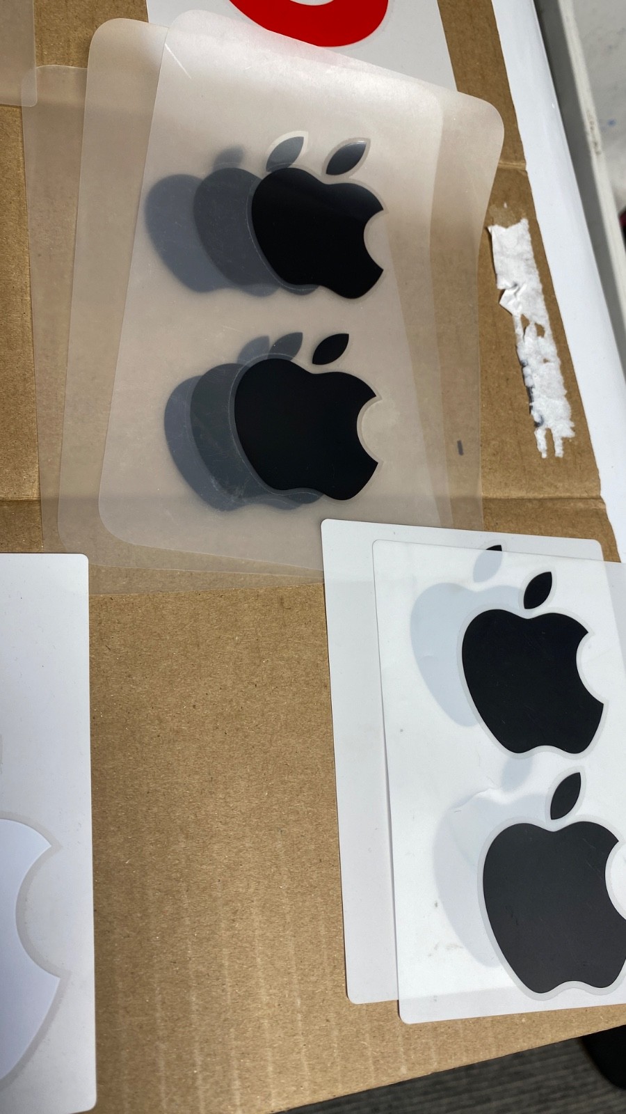 Lot of 48 Apple Logo Sticker Sheets White, Silver & Black – See Pictures
