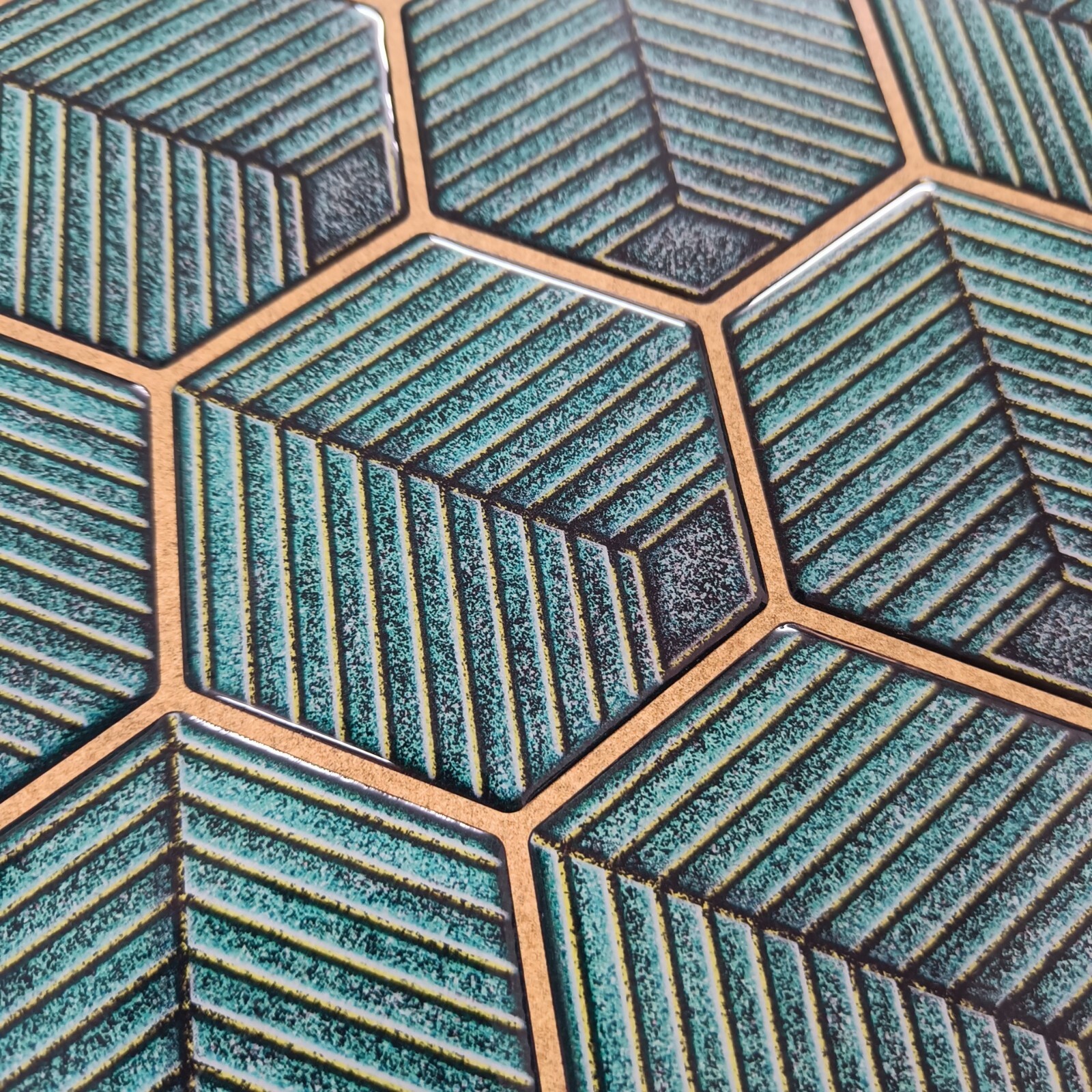 Mosaicowall Sea Green Hexagon Peel and Stick Kitchen Backsplash Tiles (10 Tiles)