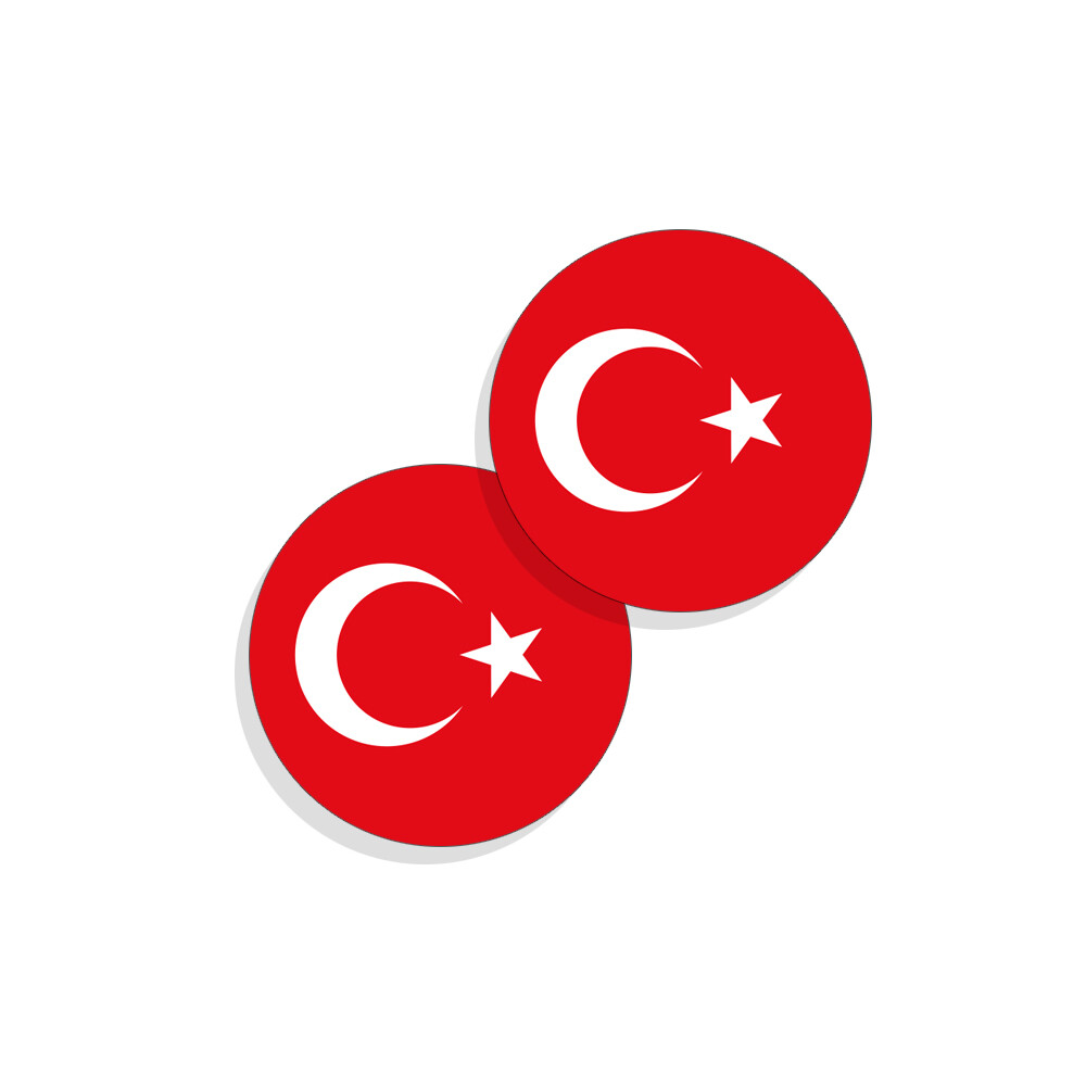 Turkey Flag Stickers Flag Decals Round Indoor Outdoor Circles Turkey 4 pack