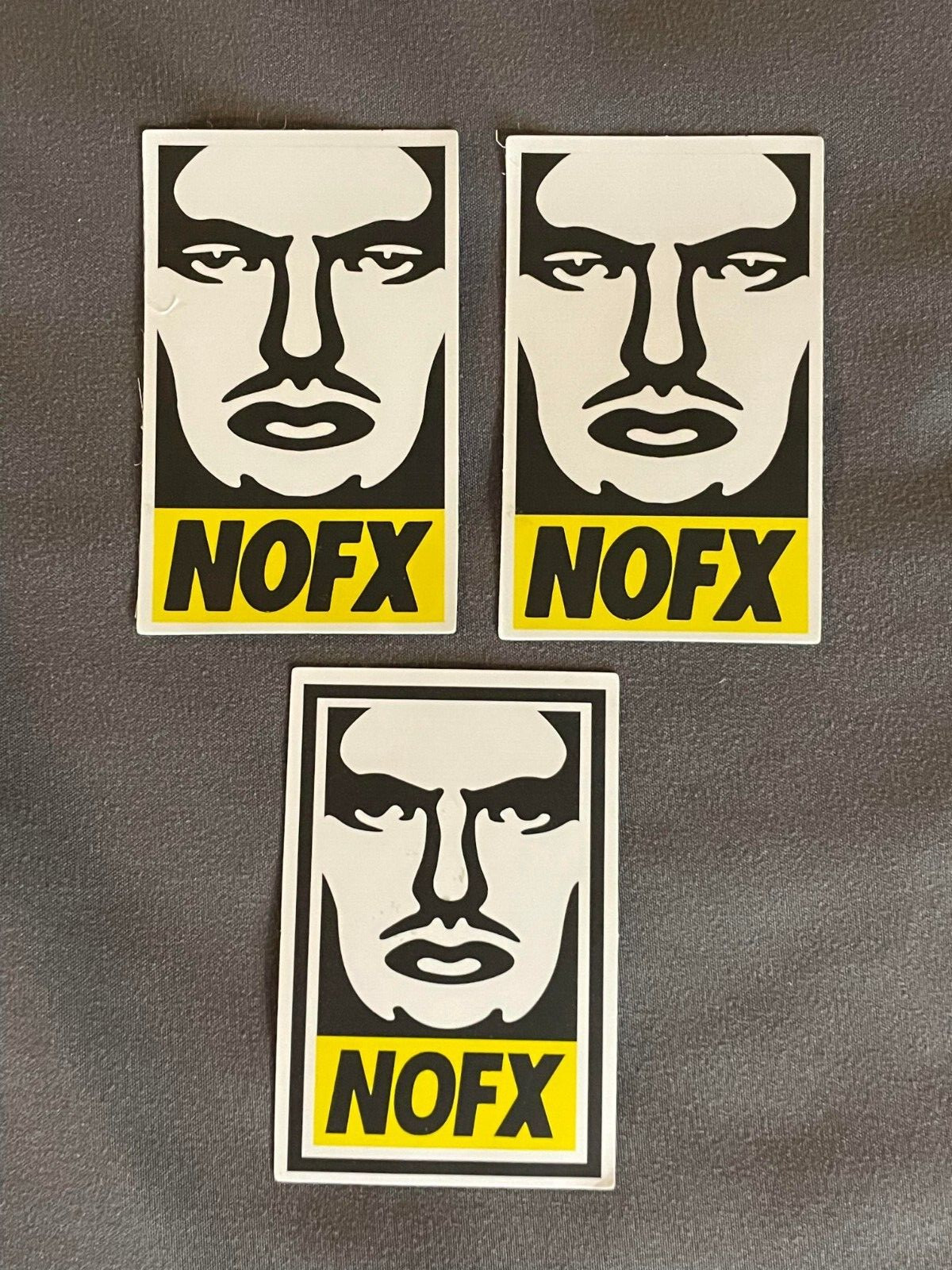 Lot (3) NOFX 2" to 3" Band Logo Stickers Yellow Black White FAST! FREE SHIP!