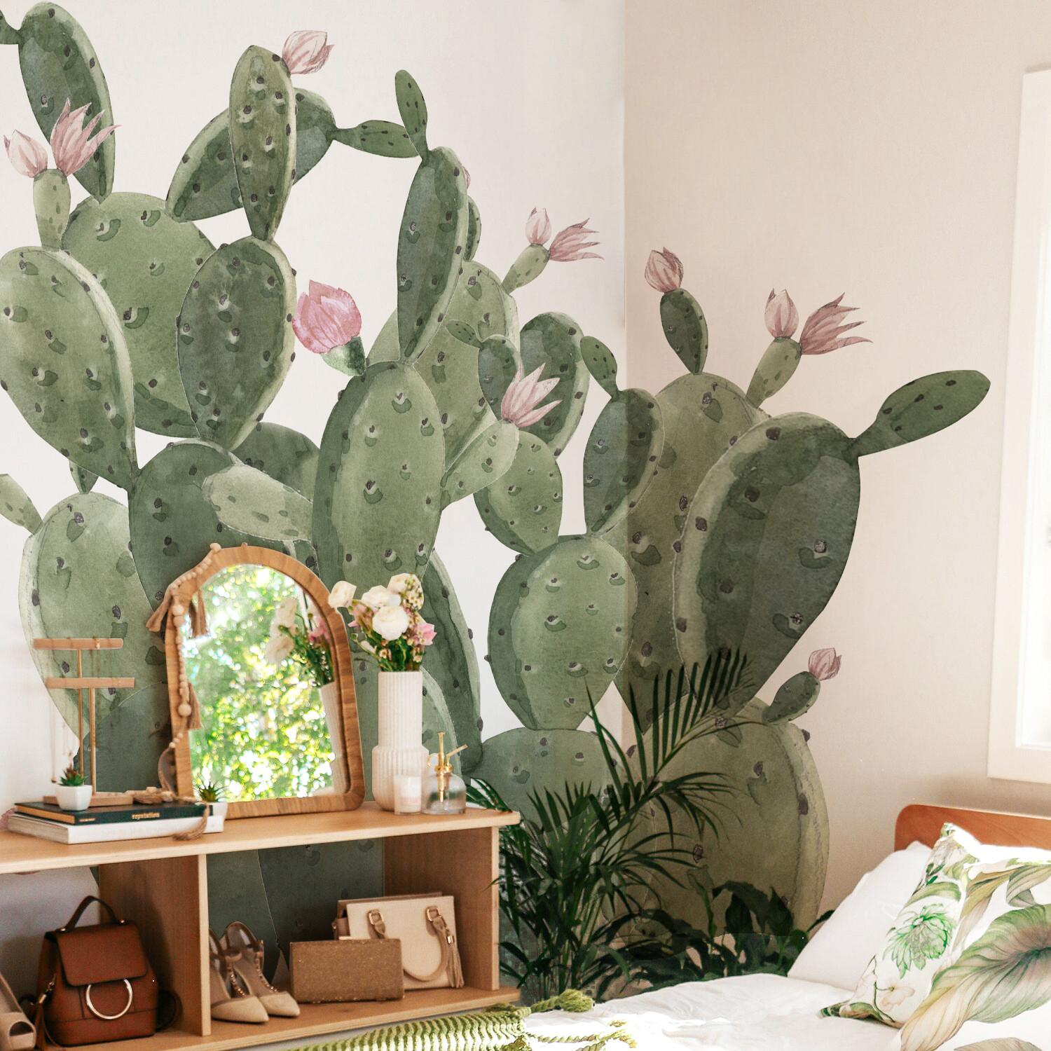 Self Adhesive Giant Prickly Pear Cactus Wall Stickers 93.70" x 92.52"