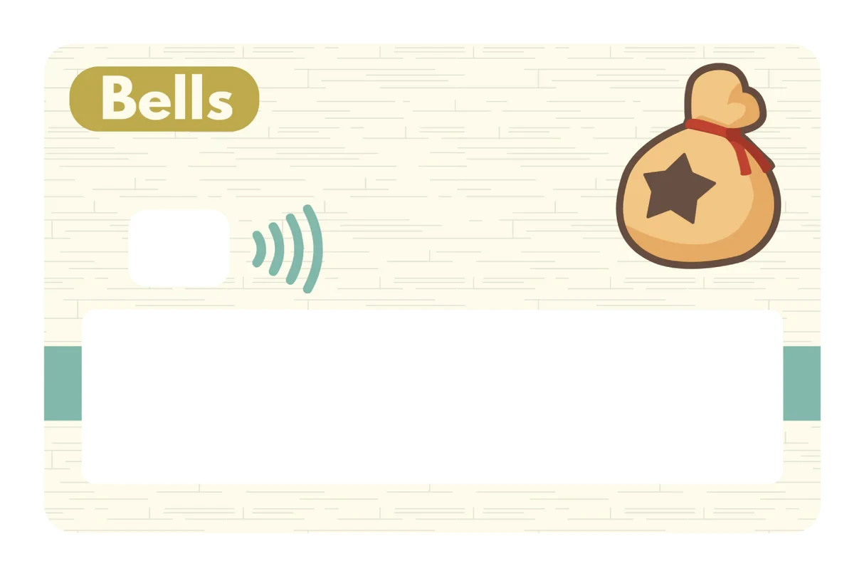 Bells Animal Crossing Card Skin 4 Pack Bell Bag Nintendo Gamer Decal Sticker