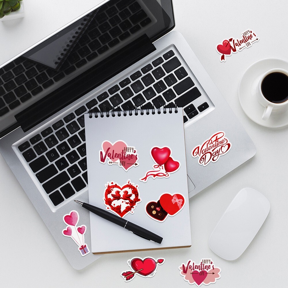50Pcs Stickers Valentine's Day Heart Love Laptop Phone Luggage Car Fridge Vinyl