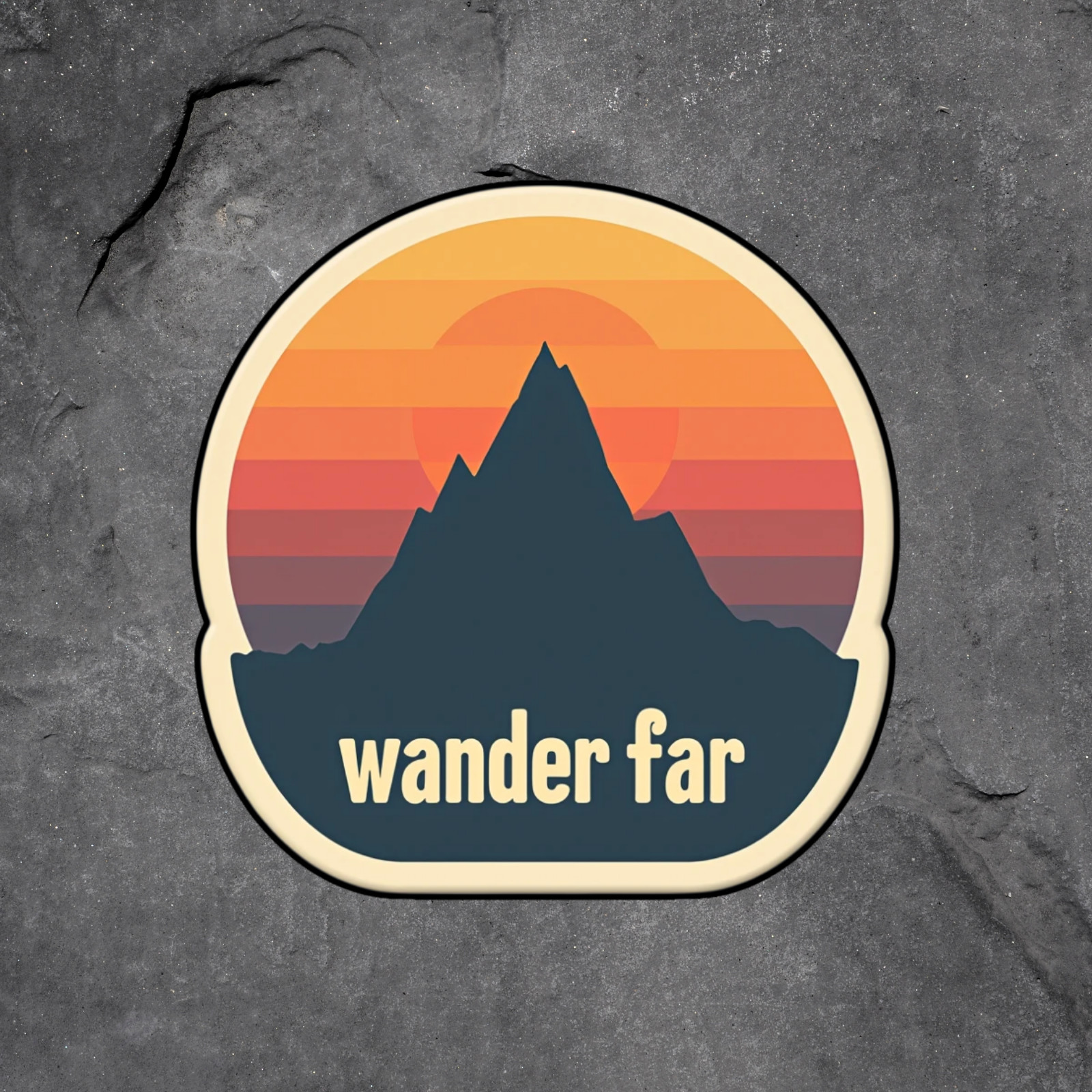 adventure wander sticker vinyl decal wander far mountain sunset hiking art