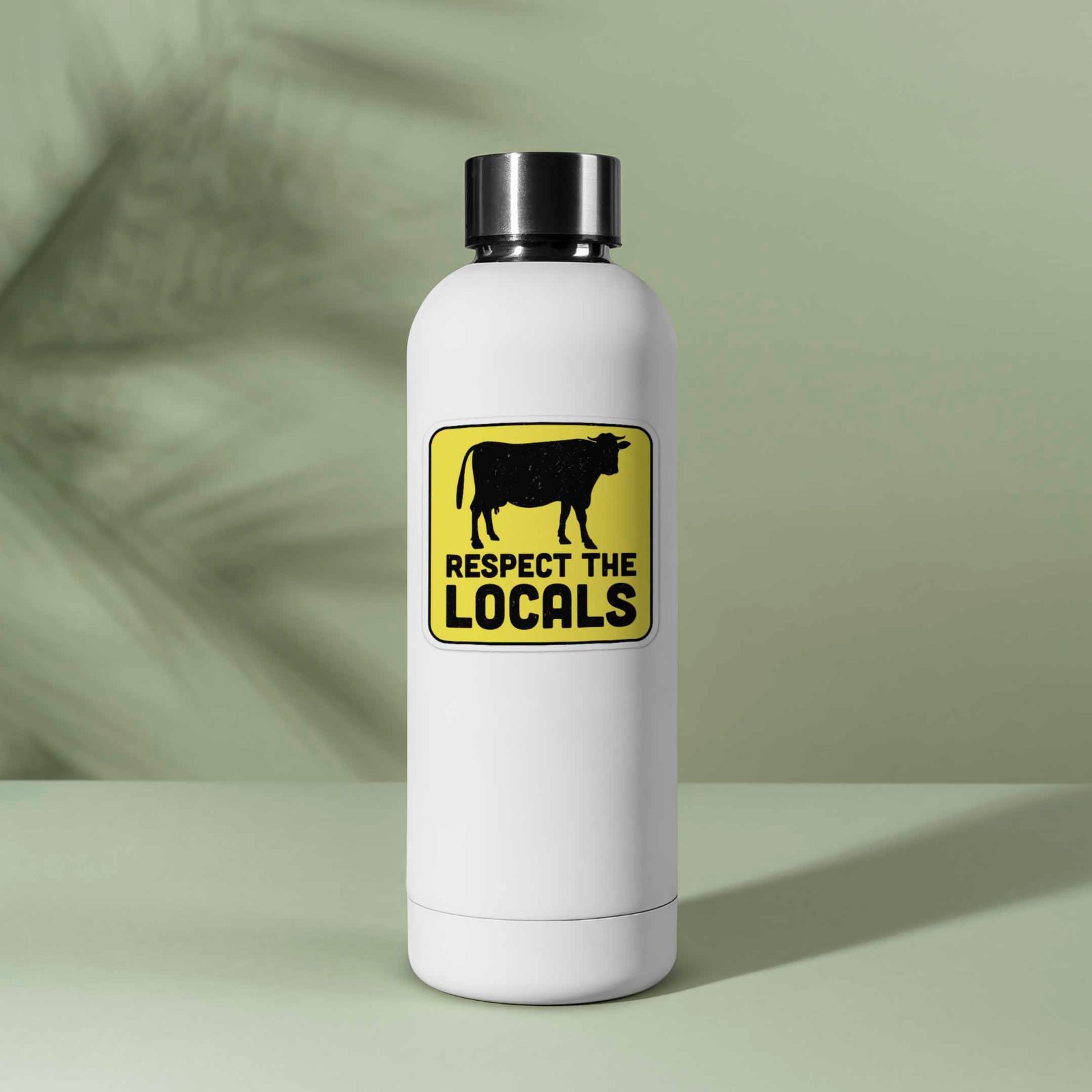 Respect the Locals Cow Bumper Sticker – Funny Farm Animal Decal for Laptop