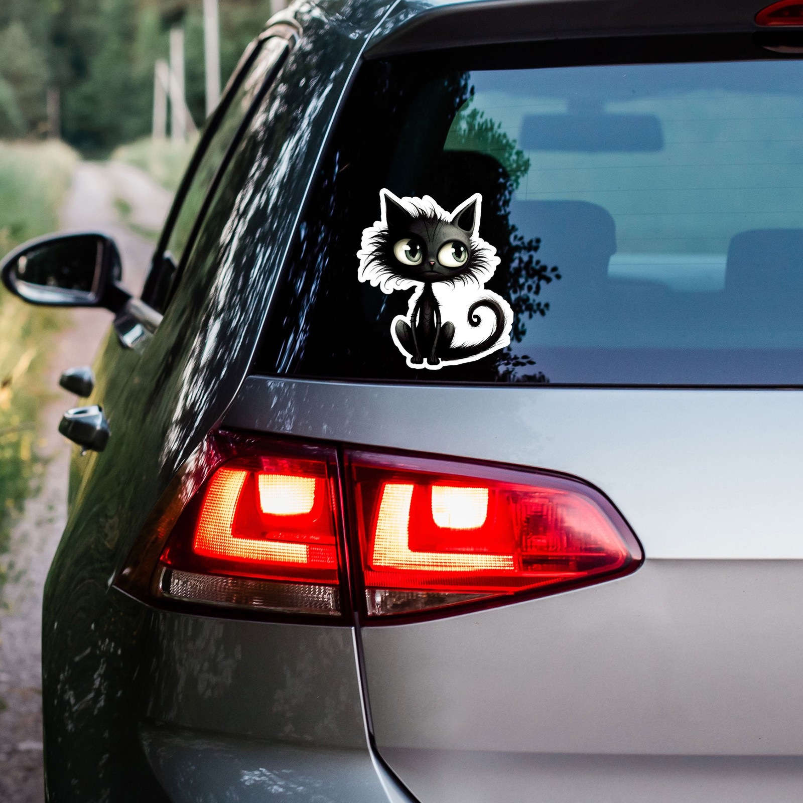 Big Eyes Black Cat – Vinyl Decal Sticker – Car Window Laptop – ebn11012