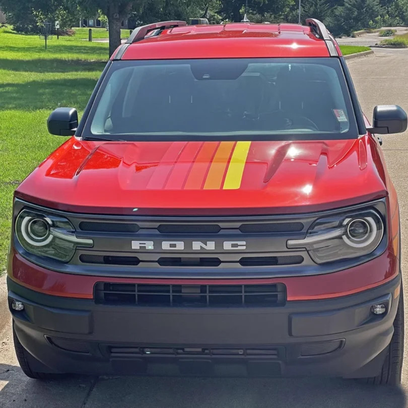 Aftermarket Retro Sunset Stripe Decal Kit for Ford Bronco Sport | Hood & Waist L