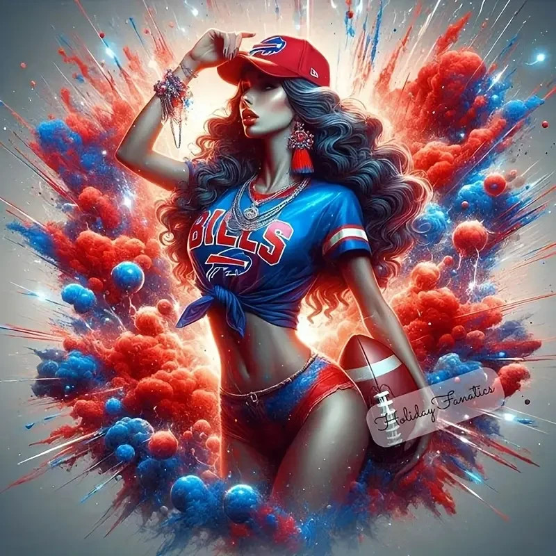 Female Player in Red & Blue Logo laptop vinyl decal
