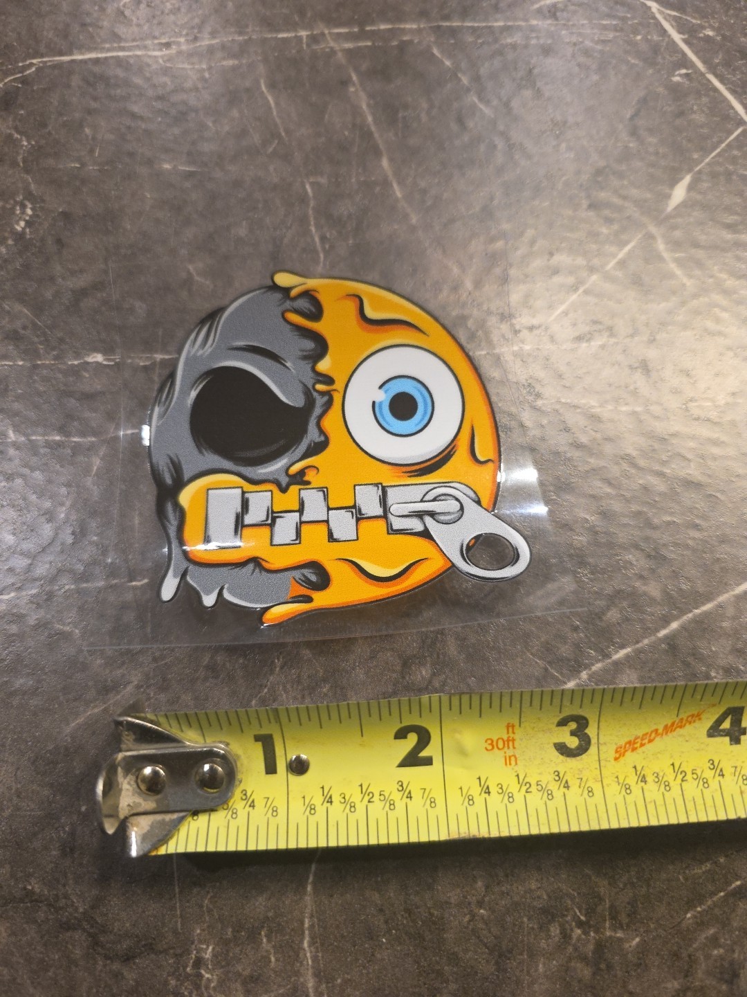 Zipper Mouth Zombie Smiley Face Emoji UVDTF Decal Sticker Full Color Waterproof