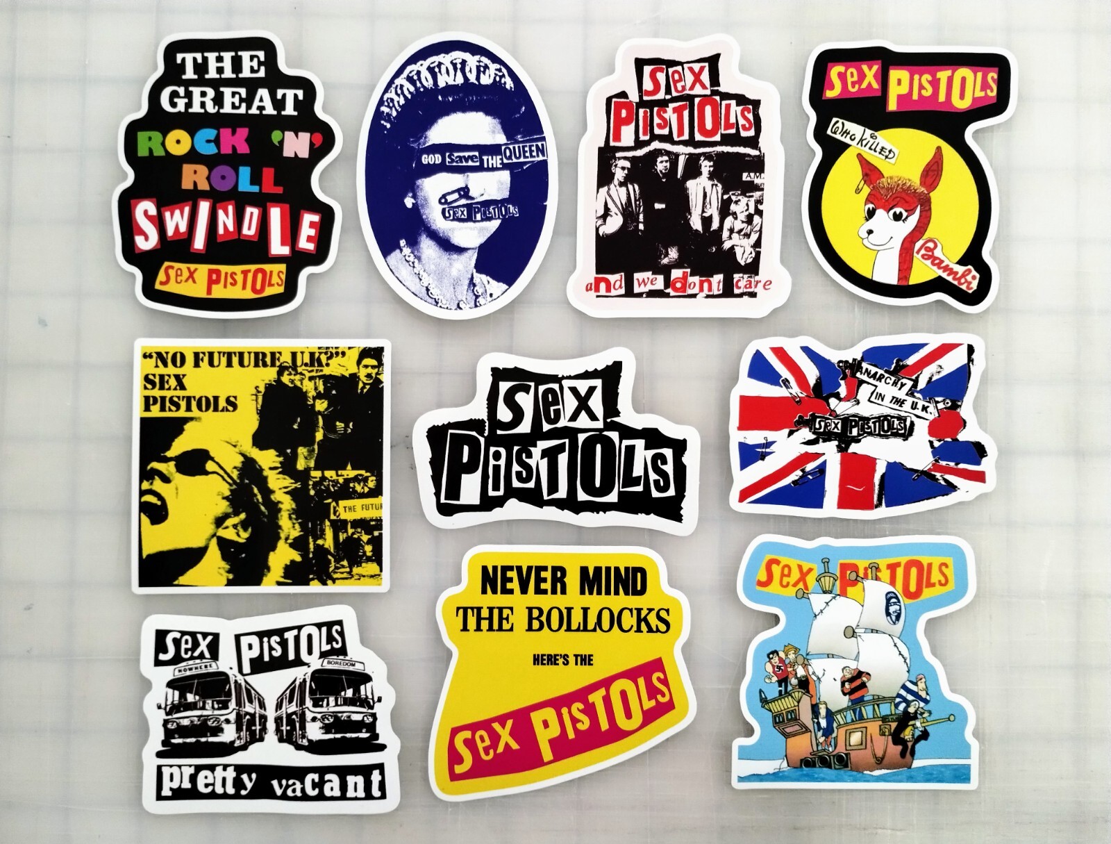 Sticker Pack (10 Stickers) 70s British Pop Punk Rock Band