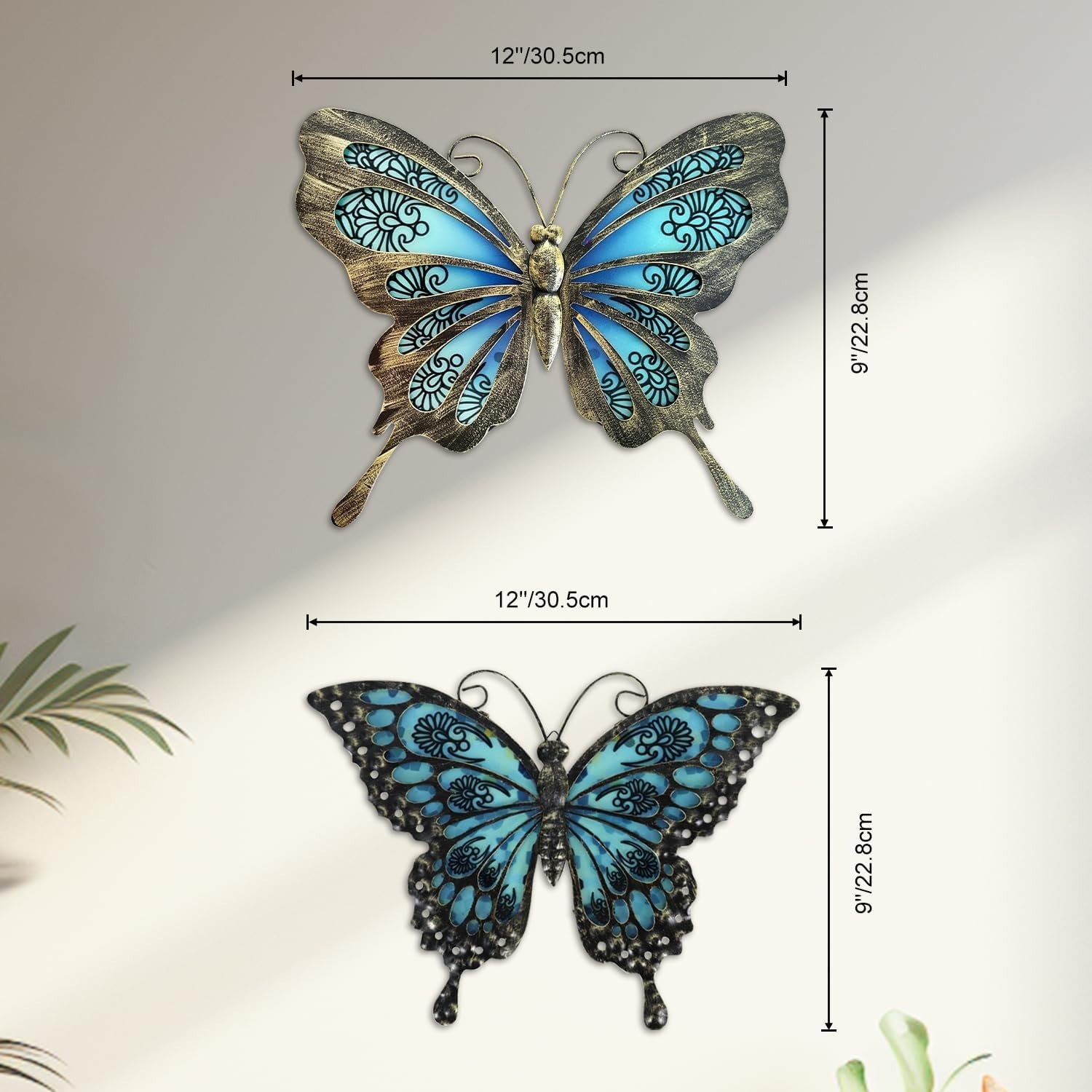 Lifelike 12" Butterfly Wall Hanging – Weatherproof, Ideal for -Round Decor