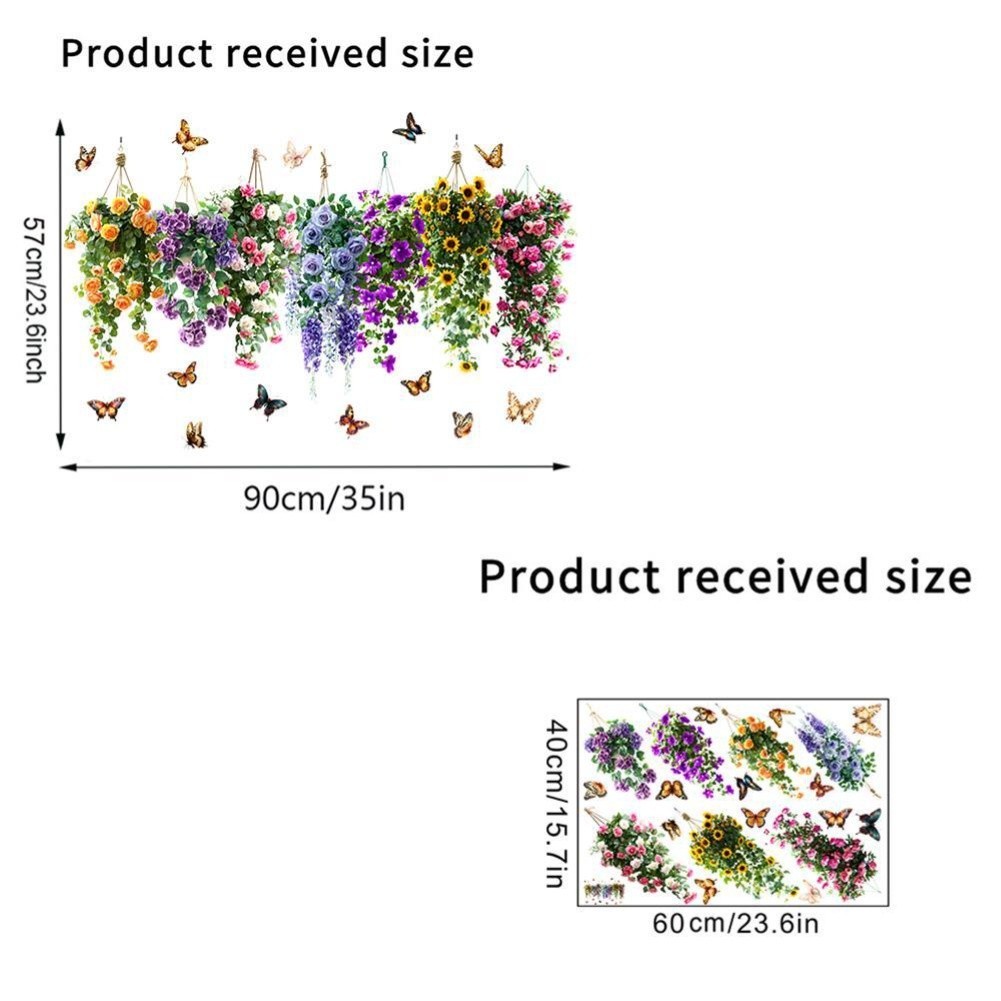 Static Cling Window Decals Floral Basket Birds Butterfly Pattern PVC Sticker