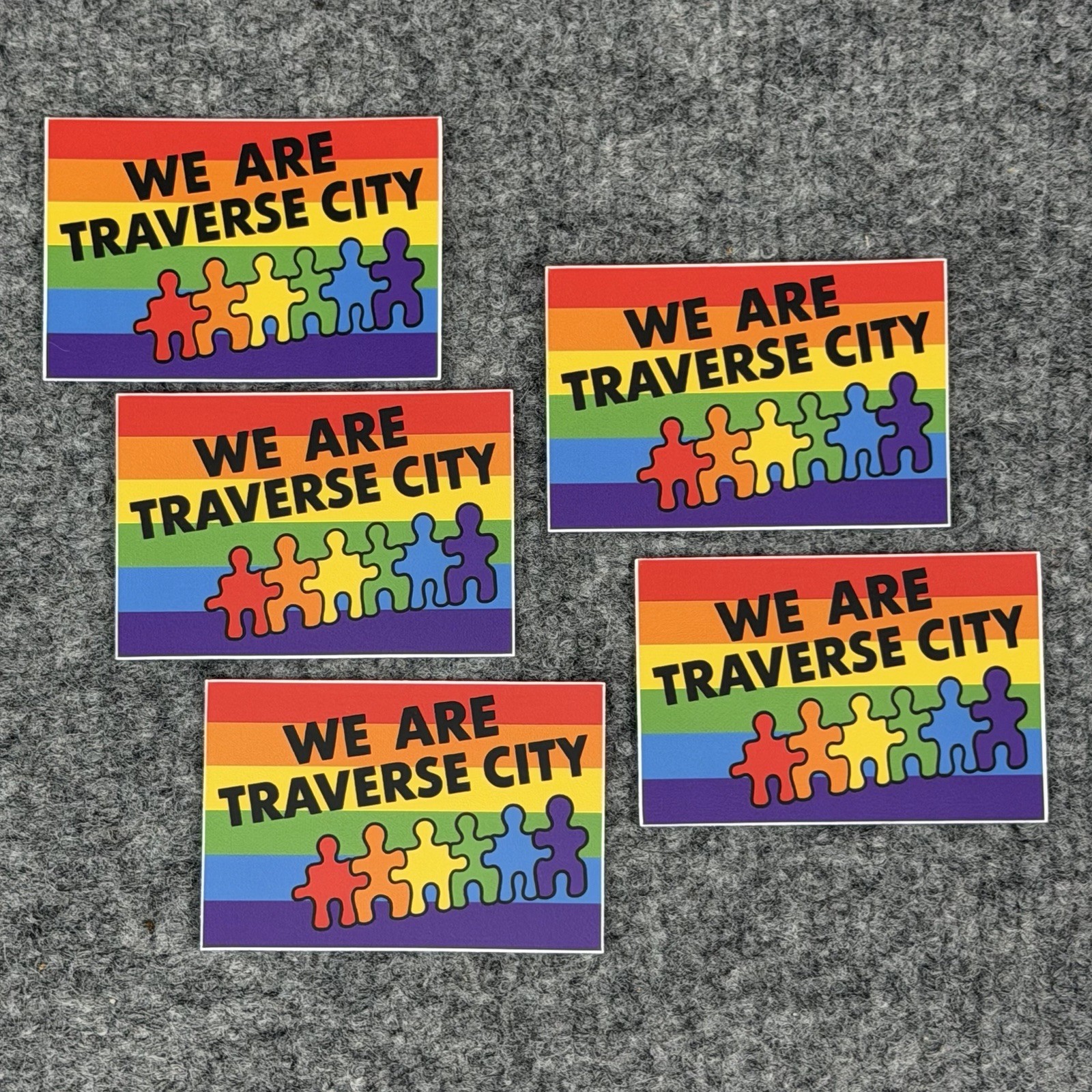Traverse City MI Rainbow Sticker Lot of 5 Waterproof Vinyl Durable Pride Decals