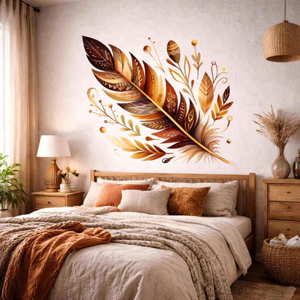 Boho Feather Decal | Tribal Pattern Wall Art
