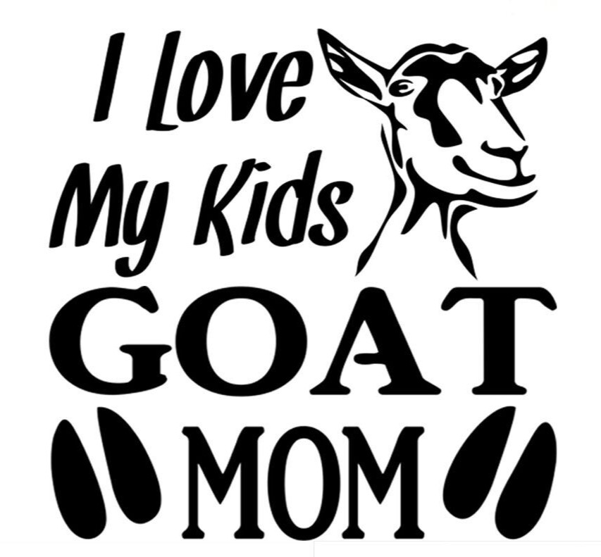 Goat Mom & I love My Kids Two Pack 6" Black Vinyl Decals Car Truck Trailer