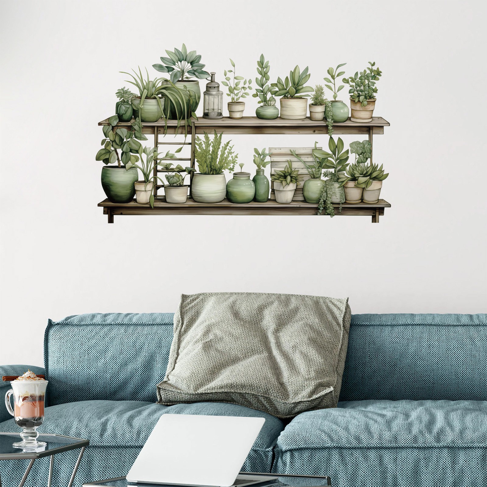 2 Set Wall Sticker Tropical Potted Plant Decals for Home Decor Self-Adhesive Art