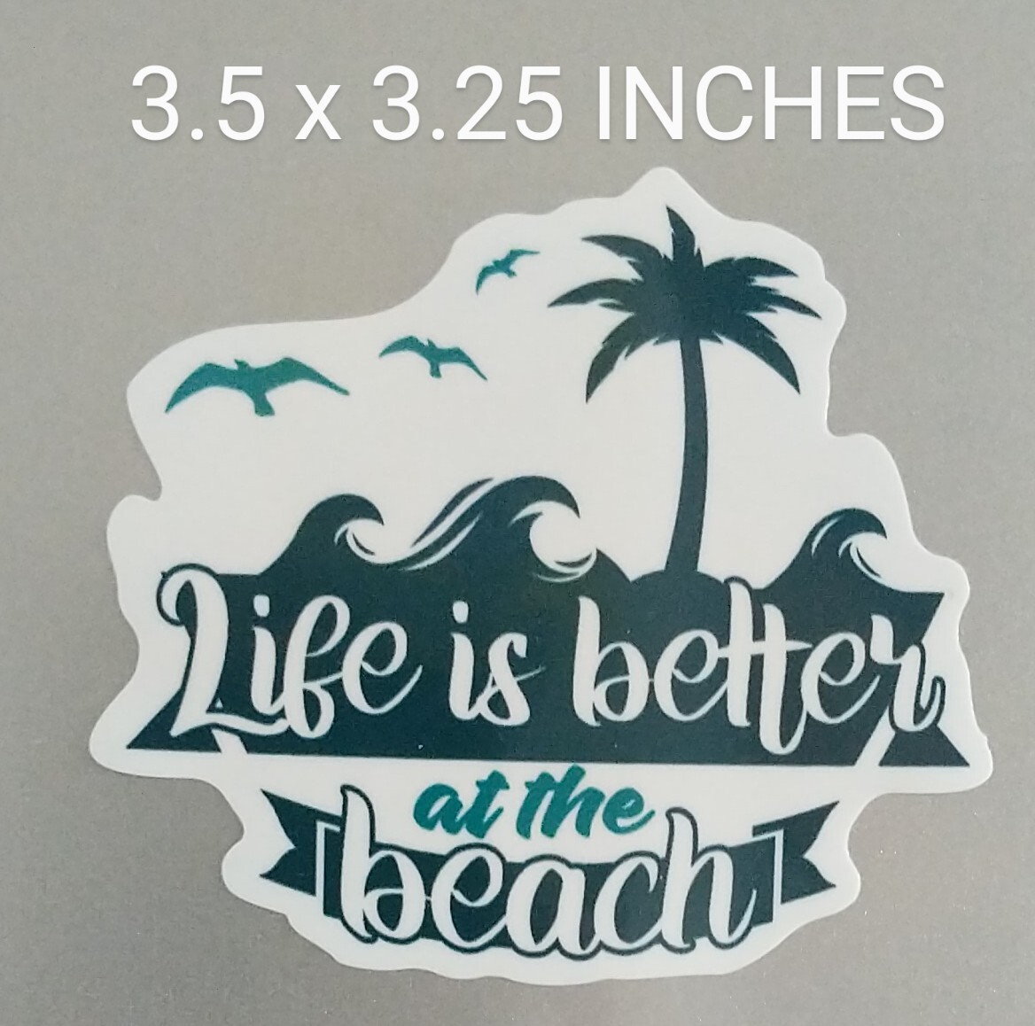 3.5" Life is Better At The Beach Decal Vinyl Sticker Palm Trees Ocean Waves Sea