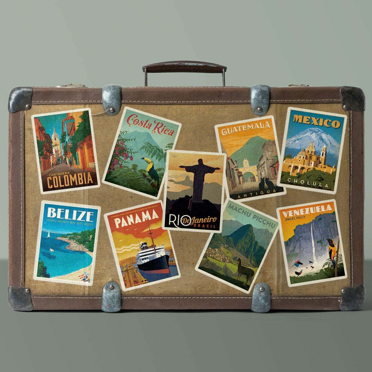 Central and South America Vinyl Sticker Set of 9 Luggage Decals