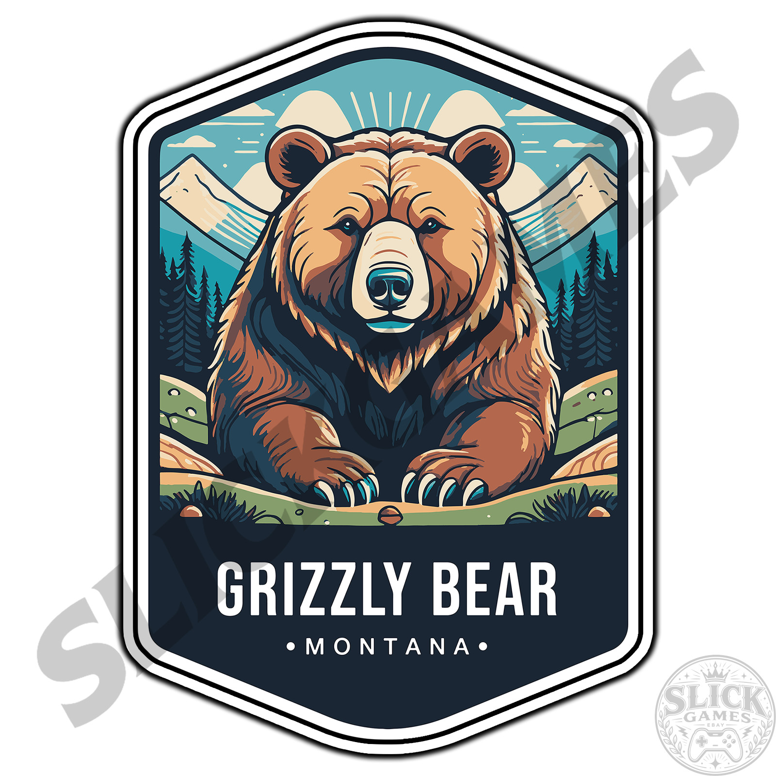 Grizzly Bear Montana State Animal Travel #1 Sticker Waterproof Vinyl Decal DC.